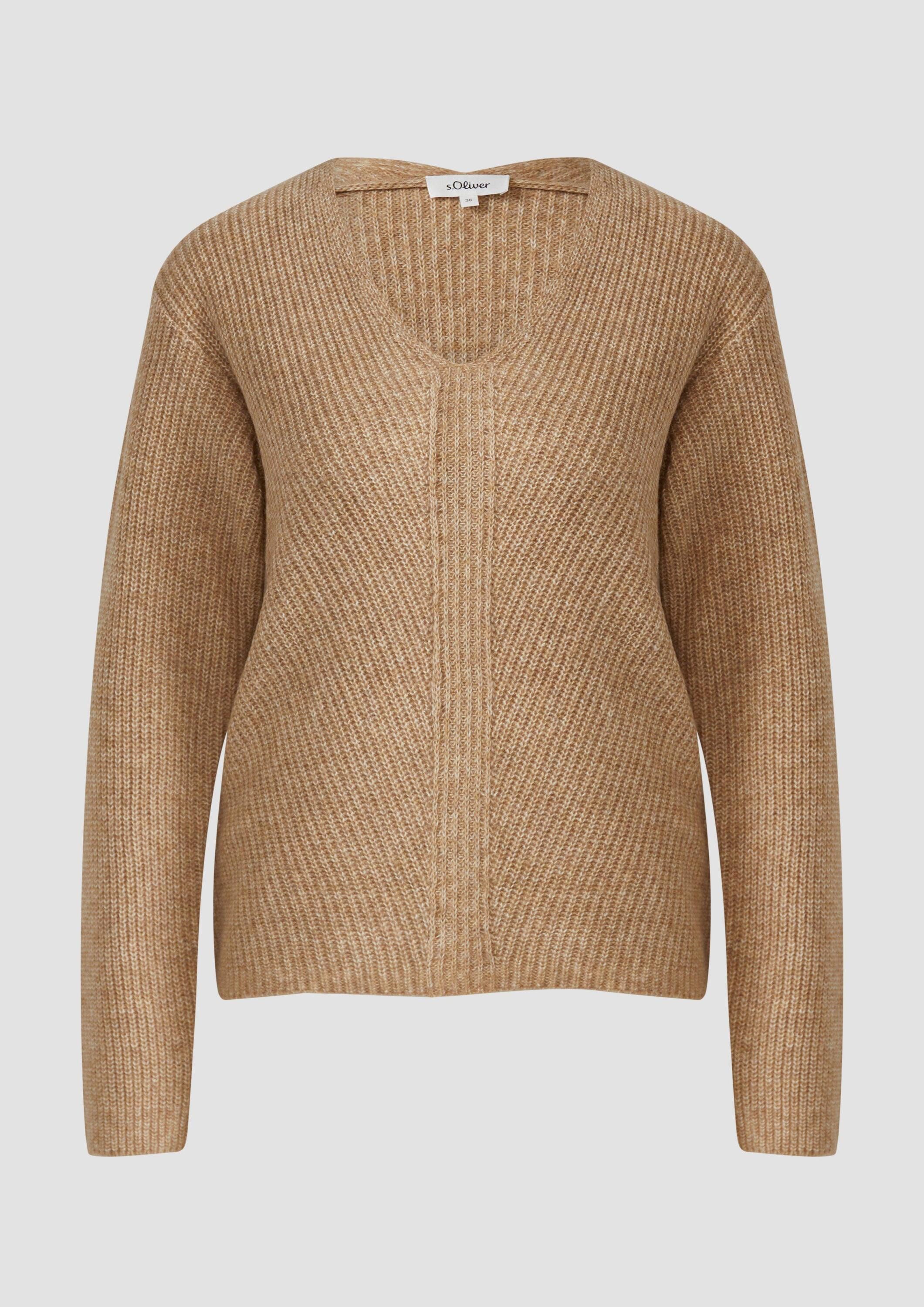 s.Oliver Longpullover Strickpullover Weicher Strickpullover im Relaxed Fit mit V-Ausschnitt