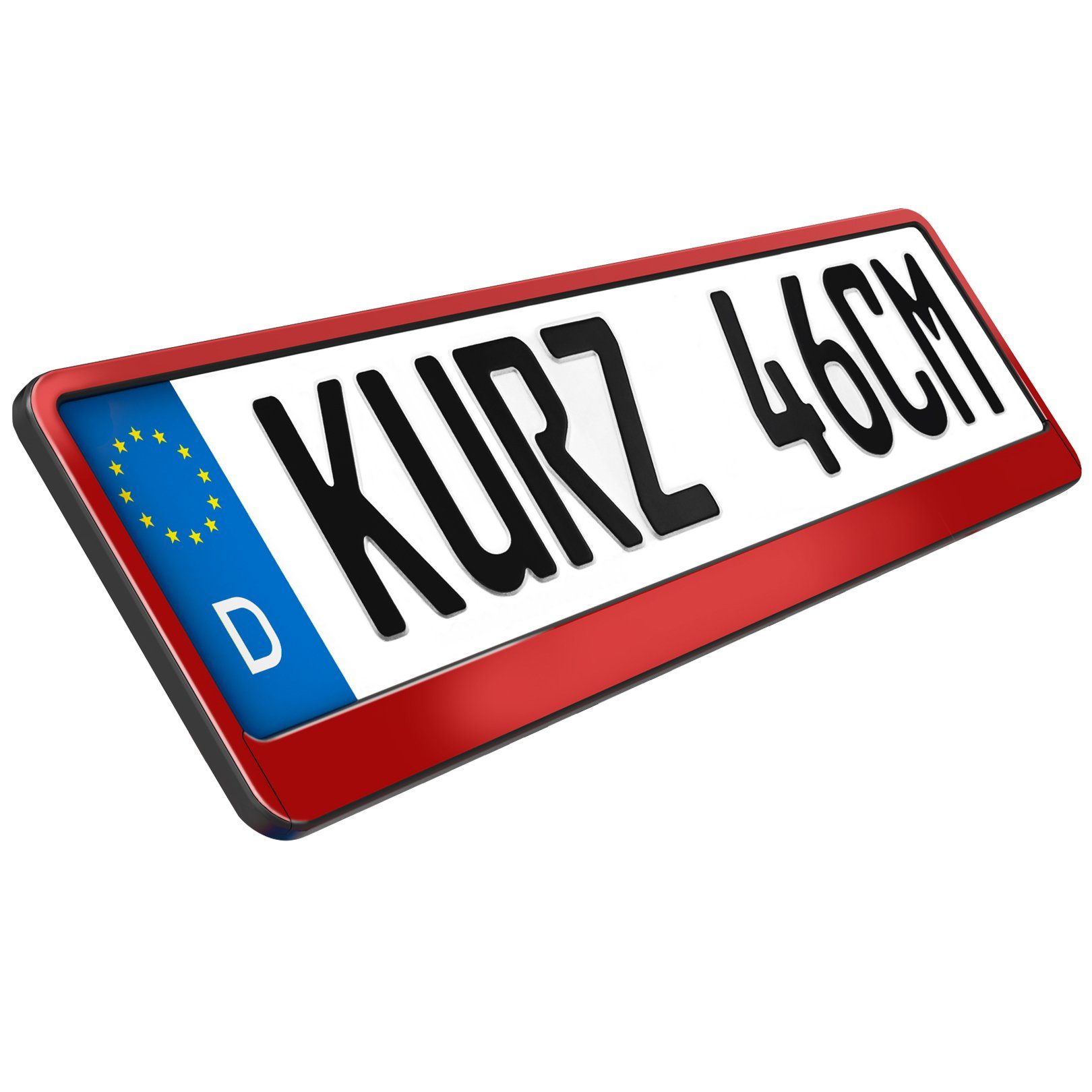 L & P Car Design Kennzeichenhalter für Auto 46 cm in Rot Metallic für kurze Kennzeichen, (2 Stück)