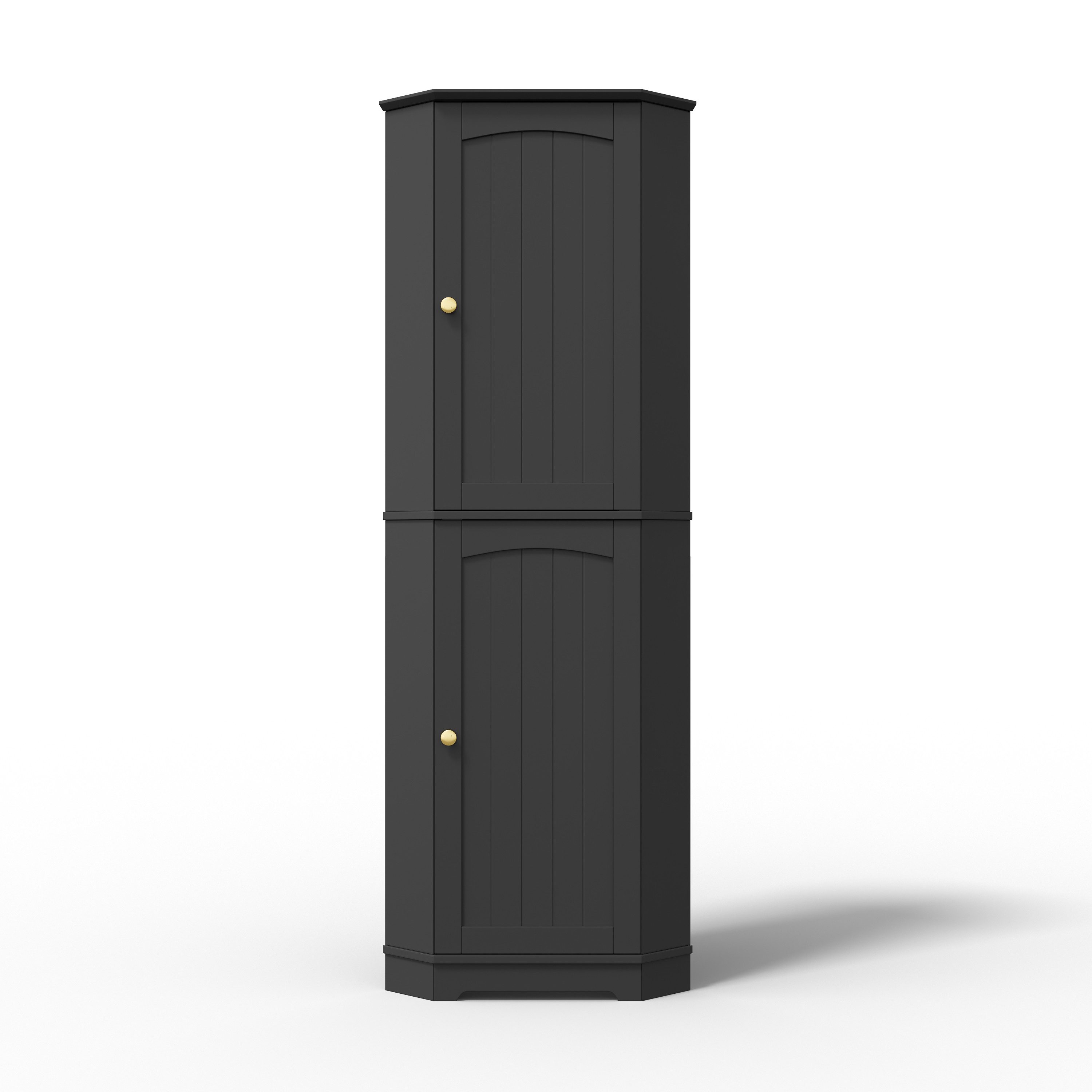 Flieks Eckschrank Hochschrank mit 2 Türen, 6 Fächer, verstellbaren Einlegeböden (42x42x166 cm, 1-St., Sideboard für Esszimmer, Wohnzimmer, Wohnzimmer, Badezimme – Bild 4 von 5