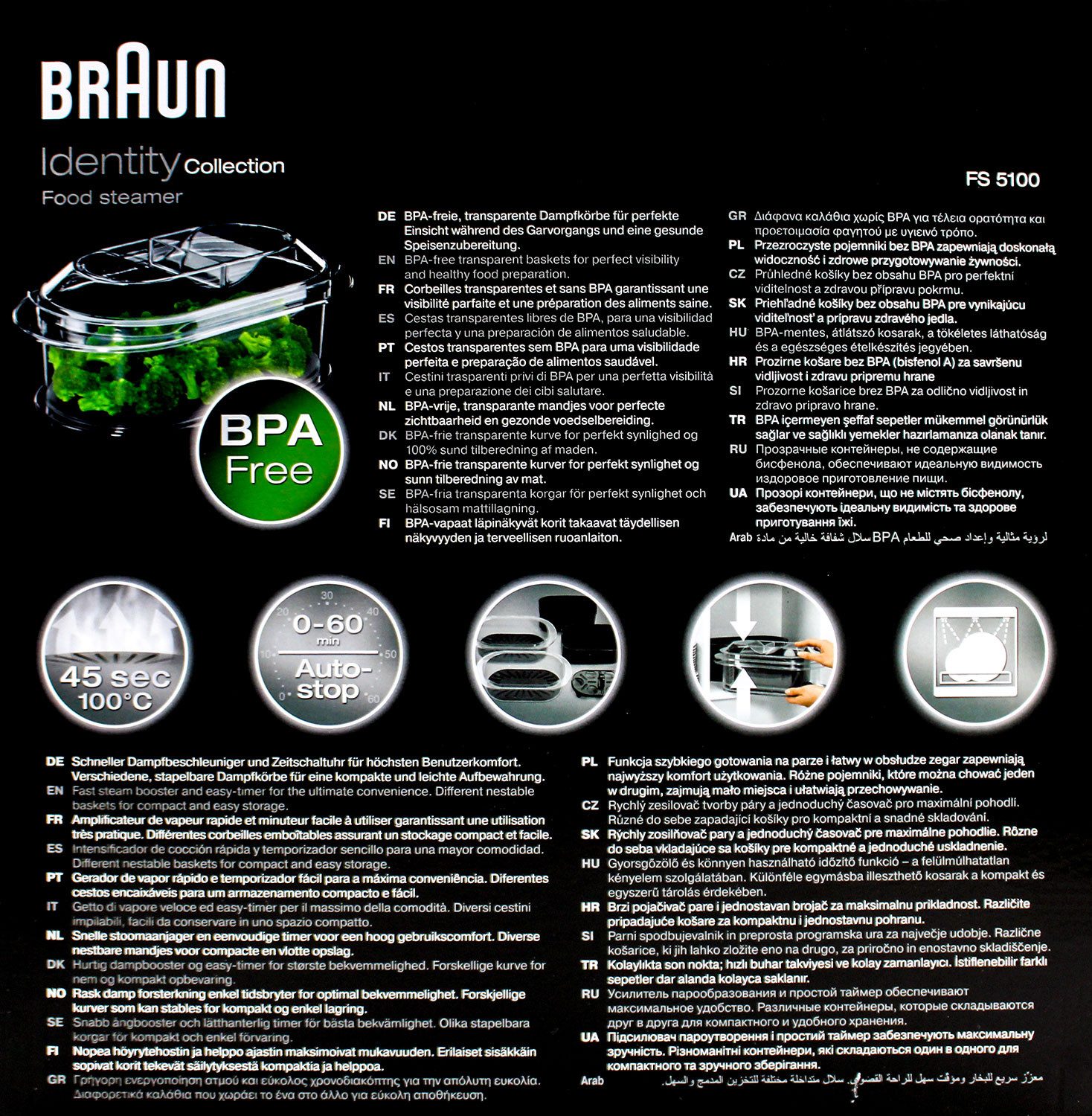 Braun Dampfgarer Braun FS 5100 IdentityCollection Dampfgarer schwarz – Bild 3 von 4