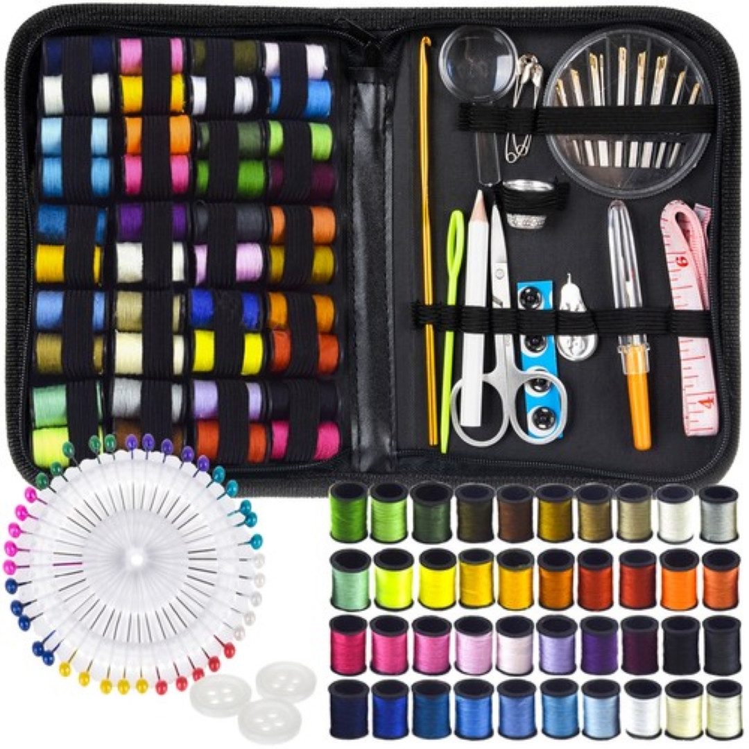 Ruhhy Nähkästchen Premium 129-teiliges Nähset im kompakten Etui für unterwegs & Zuhause (Tragbares Nähset für Zuhause, Reisen und schnelle Reparaturen, 129 St., Komplettes 129-teiliges Nähset für Reparaturen und kreative Projekte), Umfassendes Set für Näh