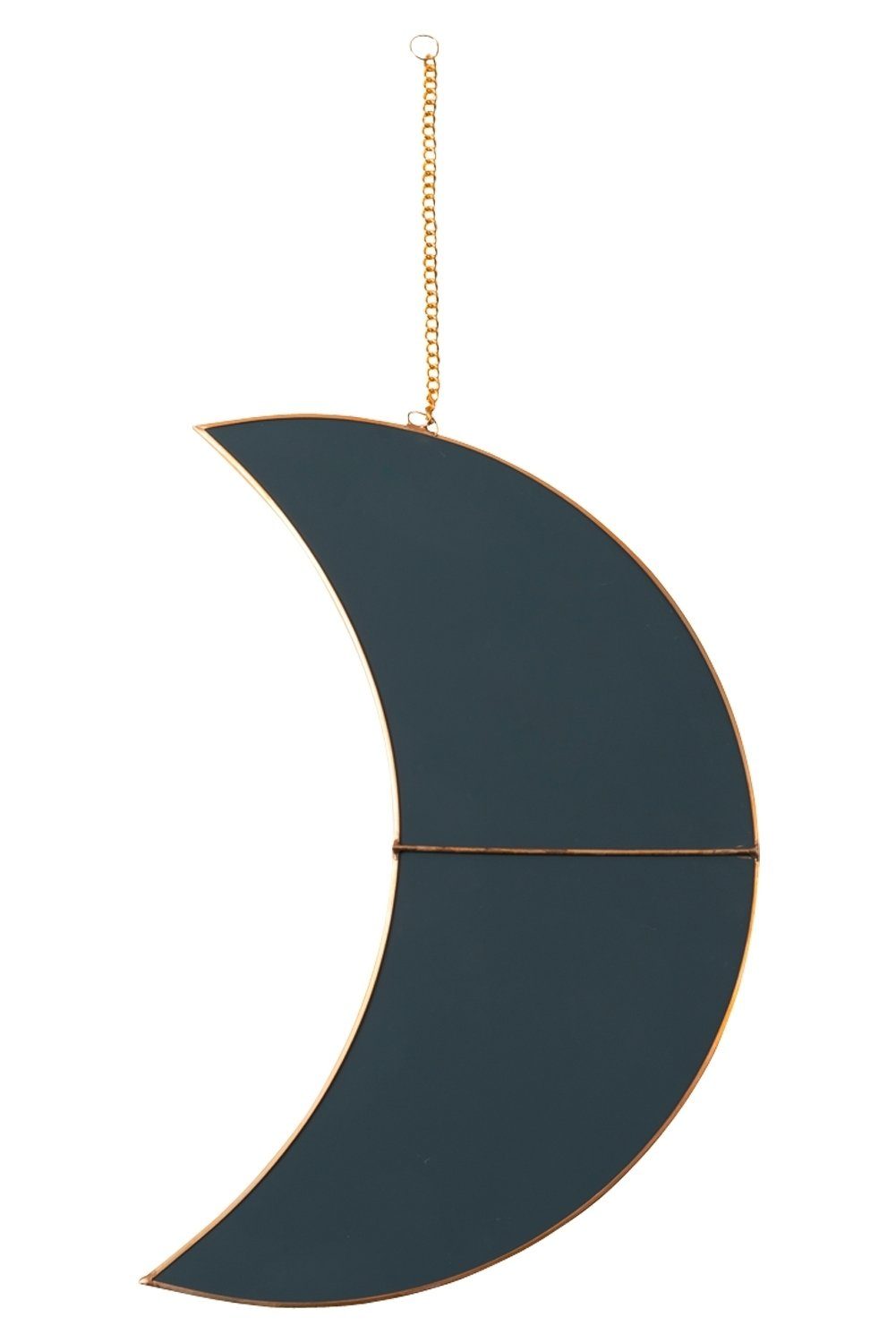 Dekospiegel MOND, 12 x 29 cm, Goldgelb, Metall, Halbmondform, mit Aufhängung zur Wandmontage