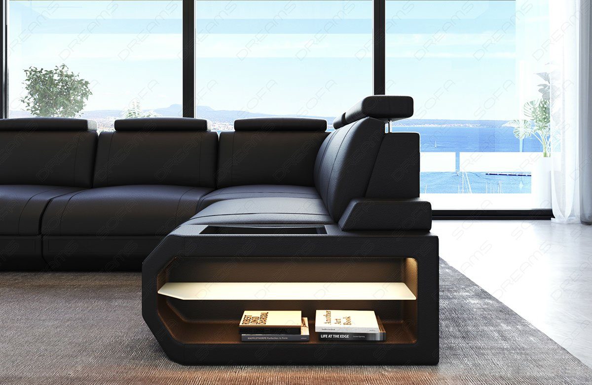 Sofa Dreams Ecksofa L LED-Beleuchtung Ledersofa Form Siena Couch Leder Ledersofa, mit L-Form