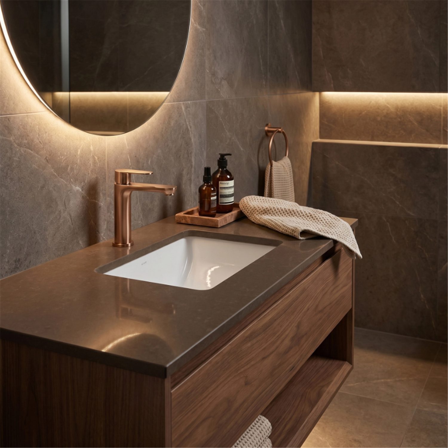 wohnwerk.idee Badarmatur Waschtischarmatur Einhebelmischer Chrom Gold Titan Kupfer Gold Matt, Kupfer Matt, Chrom Matt, Titan