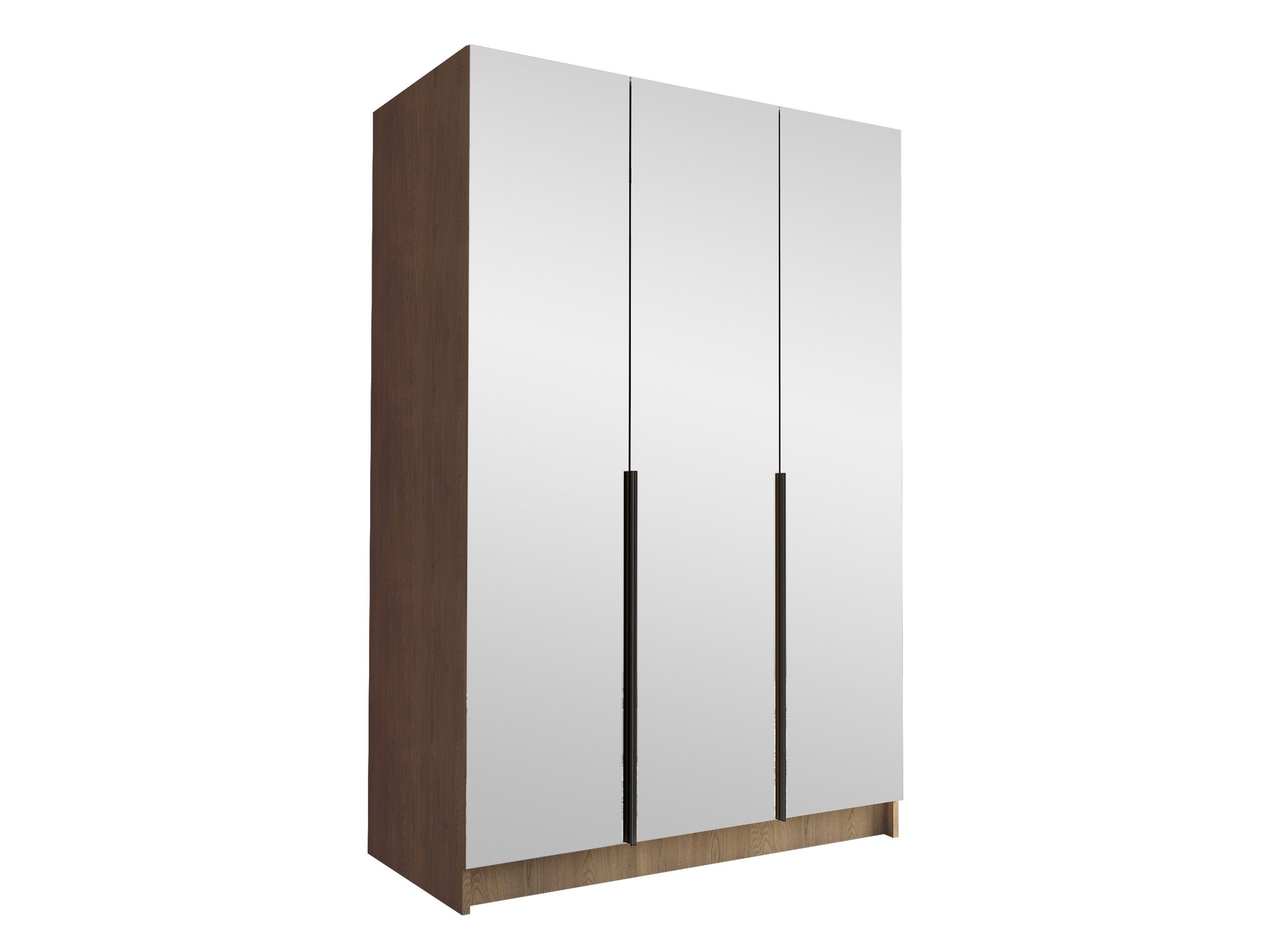 MIRJAN24 Kleiderschrank Calia III (mit drei Drehtüren) Kleiderstange, Metallgriffe, Frontspiegel