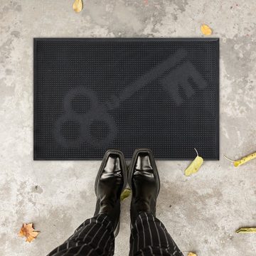 Fußmatte Gummi Fußmatte Schlüssel Motiv, relaxdays, Höhe: 5 mm