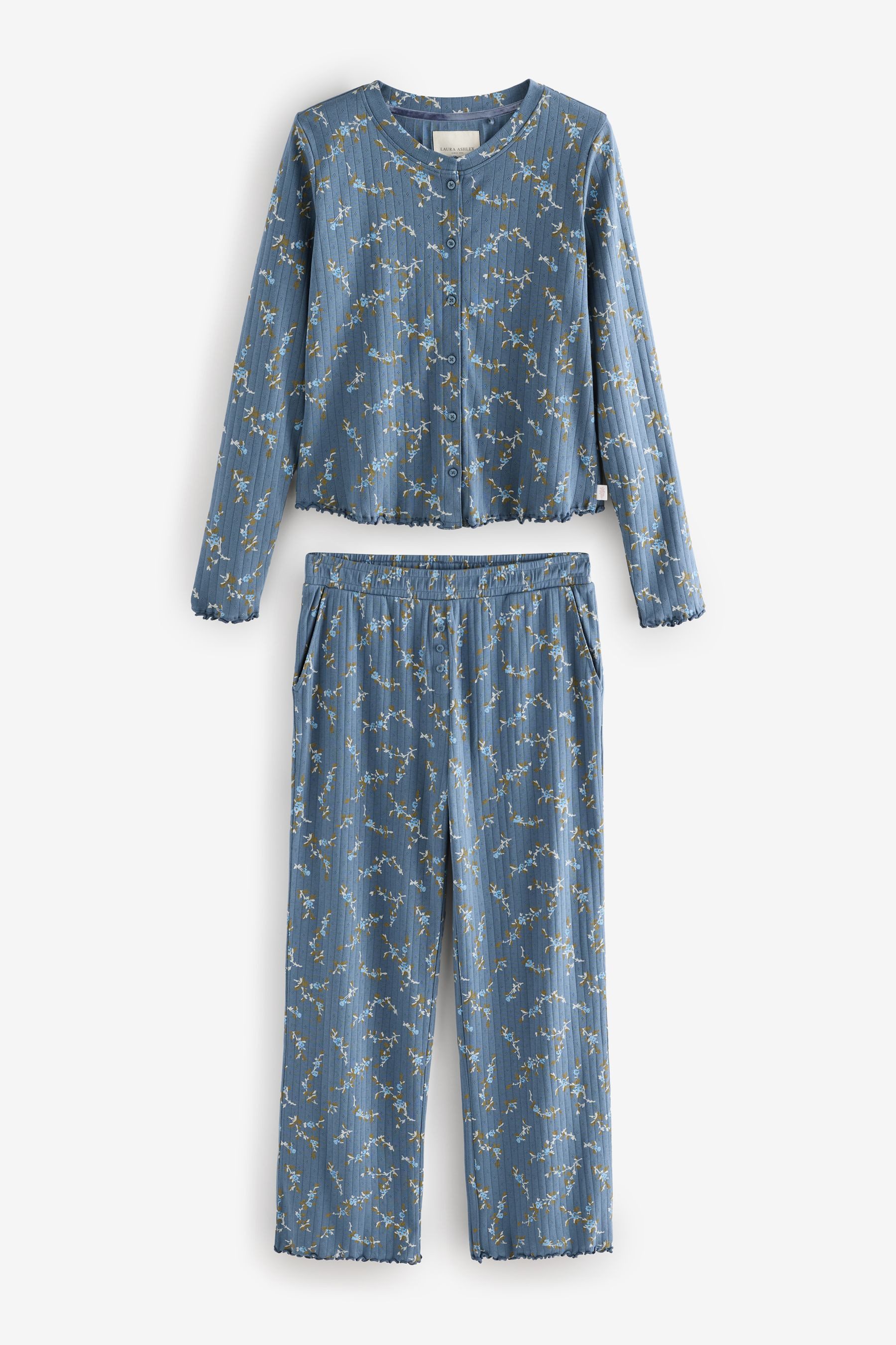 LAURA ASHLEY Pyjama Langärmeliger Laura Ashley Pointelle-Schlafanzug (2 tlg)