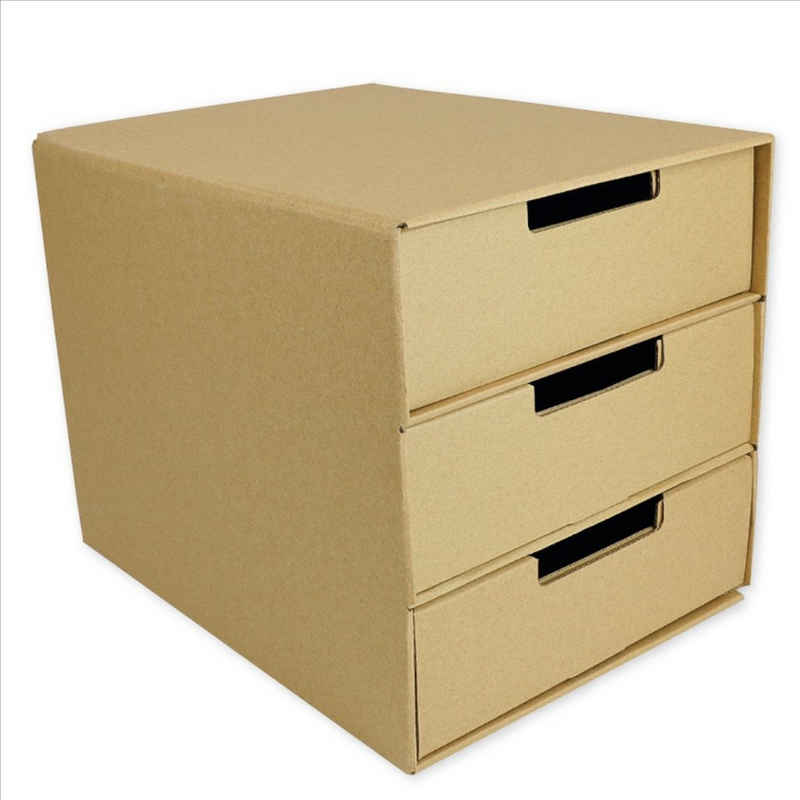 TimeTEX Schubladenbox »Natura-Schubladen-Box A4 mit 3 Schüben, aus Pappe«