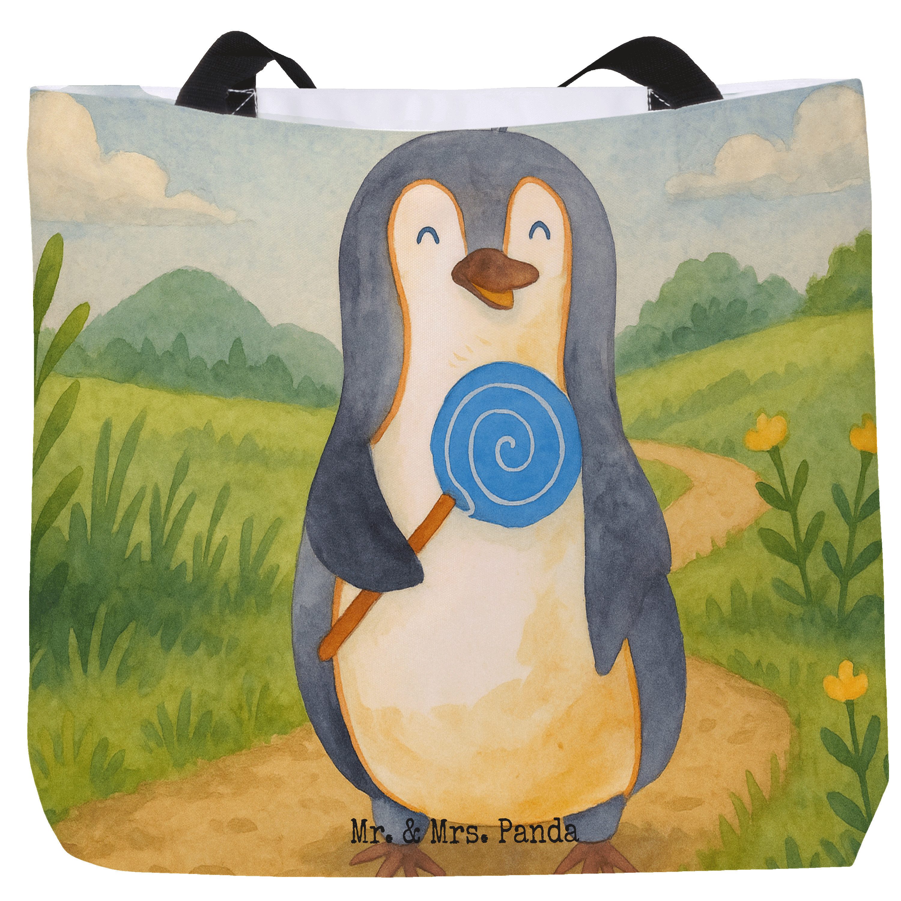 Shopper Pinguin Lolli Design, Strandtasche, Weiß, Süßigkeiten, Tote Bag, Heiß