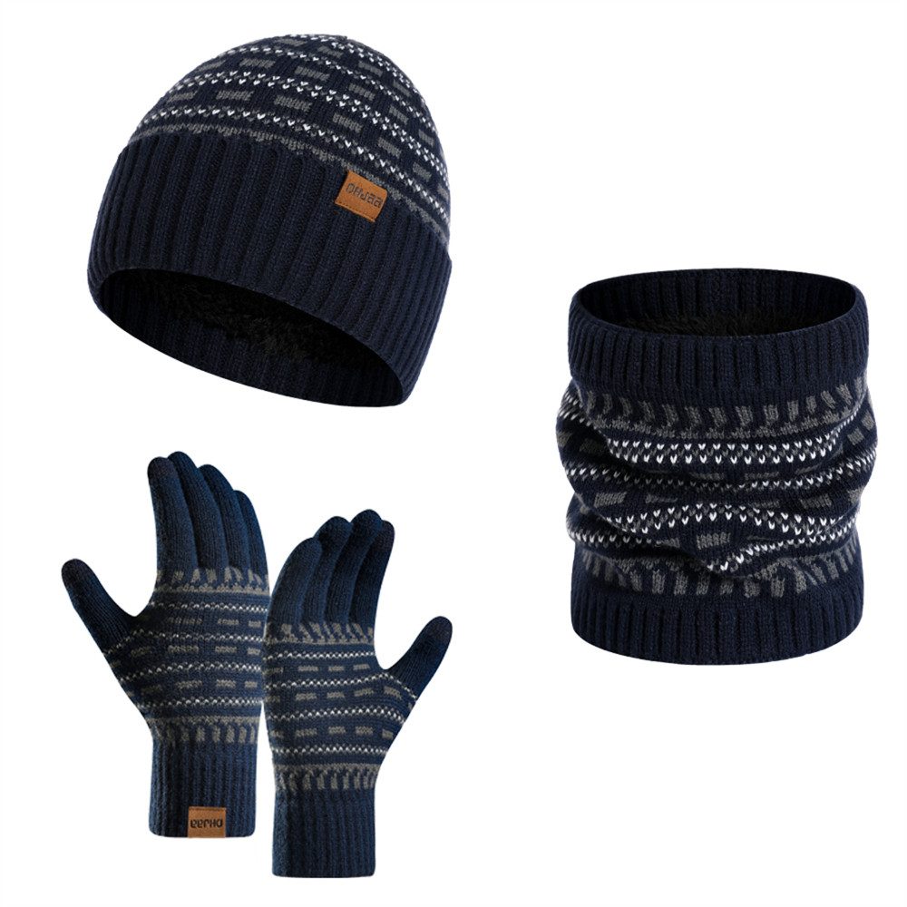 Mütze & Schal Winter-Beanie-Mütze, Schal, Handschuhe-Set