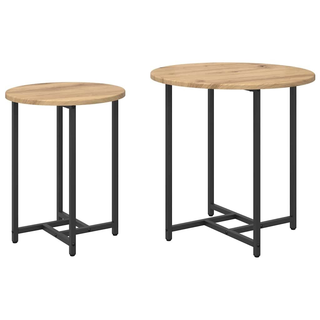vidaXL Beistelltisch Beistelltisch-Set 2 pcs Artisan Eiche und Schwarz (2-St)