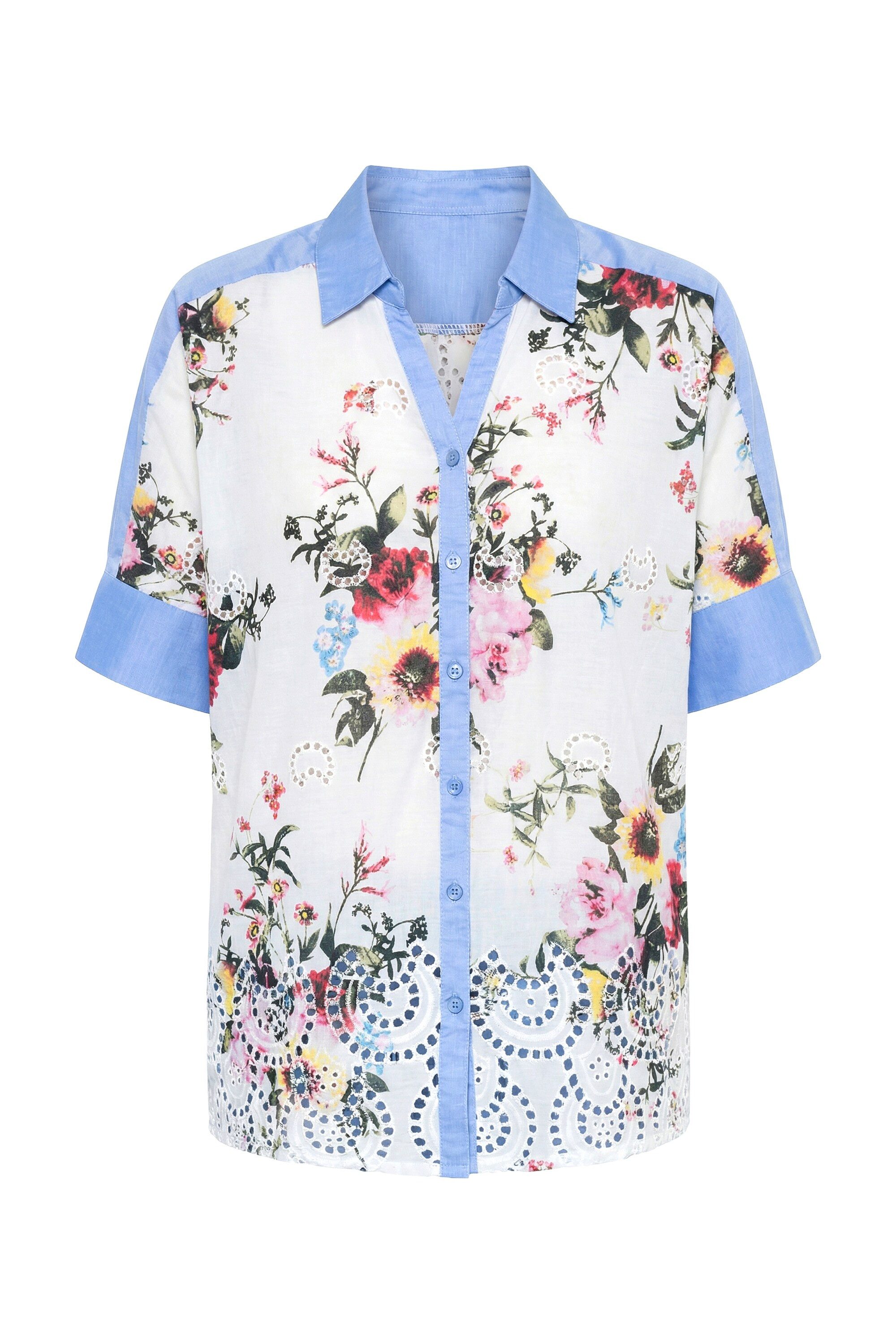 MIAMODA Longbluse Bluse Loose Fit Materialmix