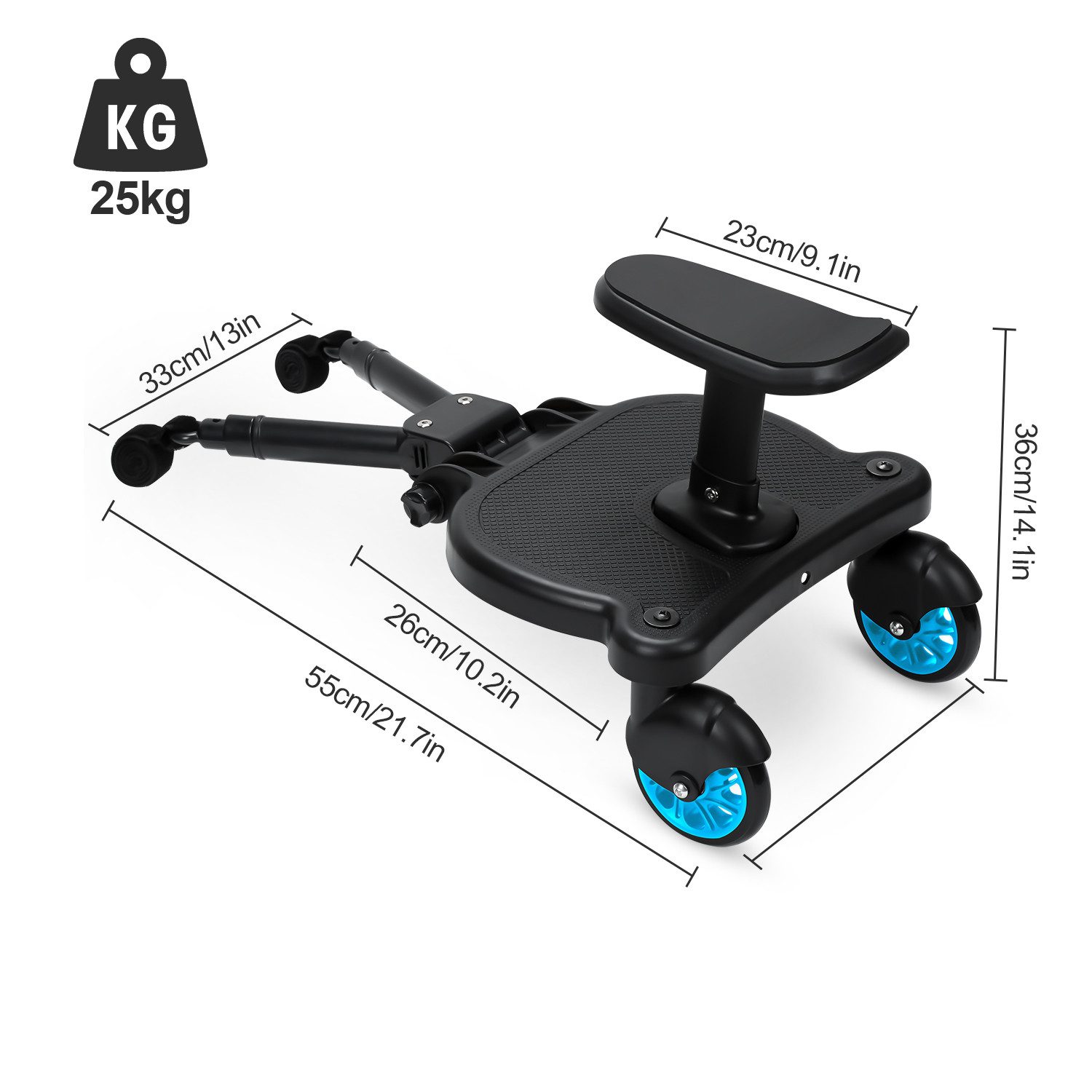 Clanmacy Buggyboard Buggy Board mit Sitz Trittbrett Hilfspedal Universal Kiddyboard