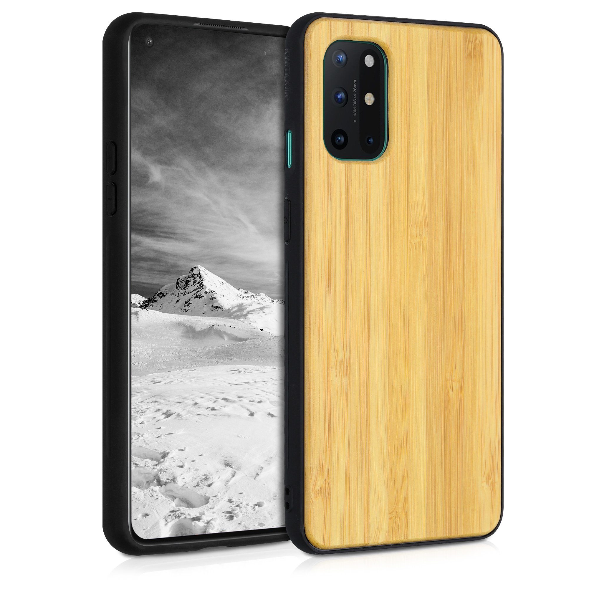 kwmobile Handyhülle Holz Schutzhülle für OnePlus 8T, Hardcase Hülle mit TPU  Bumper - Handy Case Cover