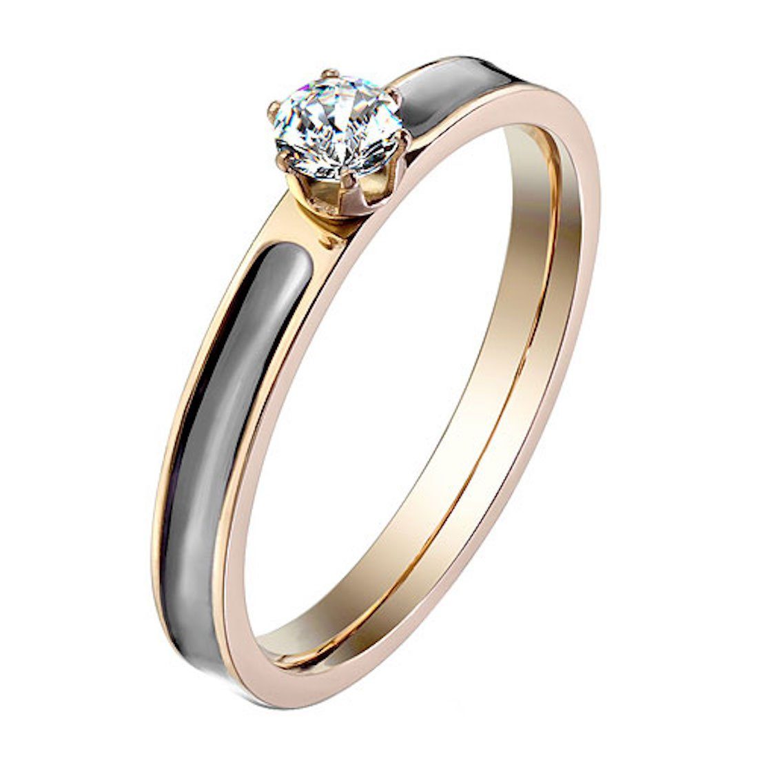 Fingerring Damen Ring Rosegold IP mit Zirkonia