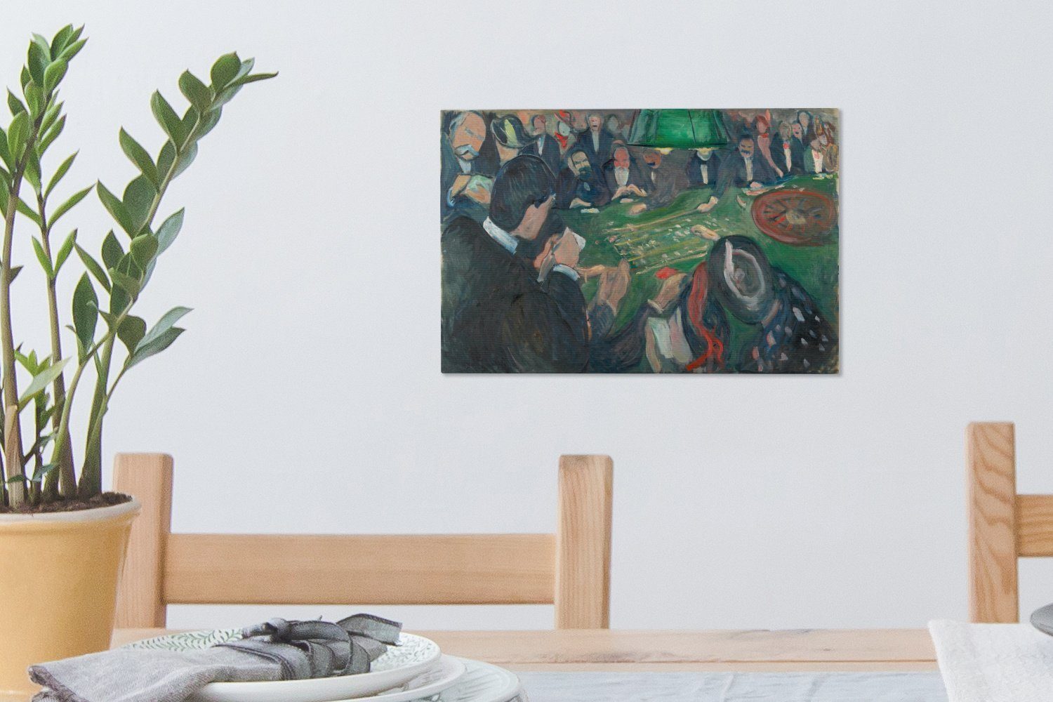 Carlo Aufhängefertig, Gemälde (1 Edvard Wandbild von Am in Leinwandbild Wanddeko, Leinwandbilder, Roulettetisch Munch, Monte - cm OneMillionCanvasses® 30x20 St),