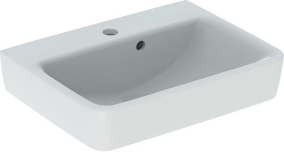 GEBERIT Waschbecken GE RENOVA Plan Handwaschbecken, 50x38cm m. Hl. mittig, m. Ül., weiß