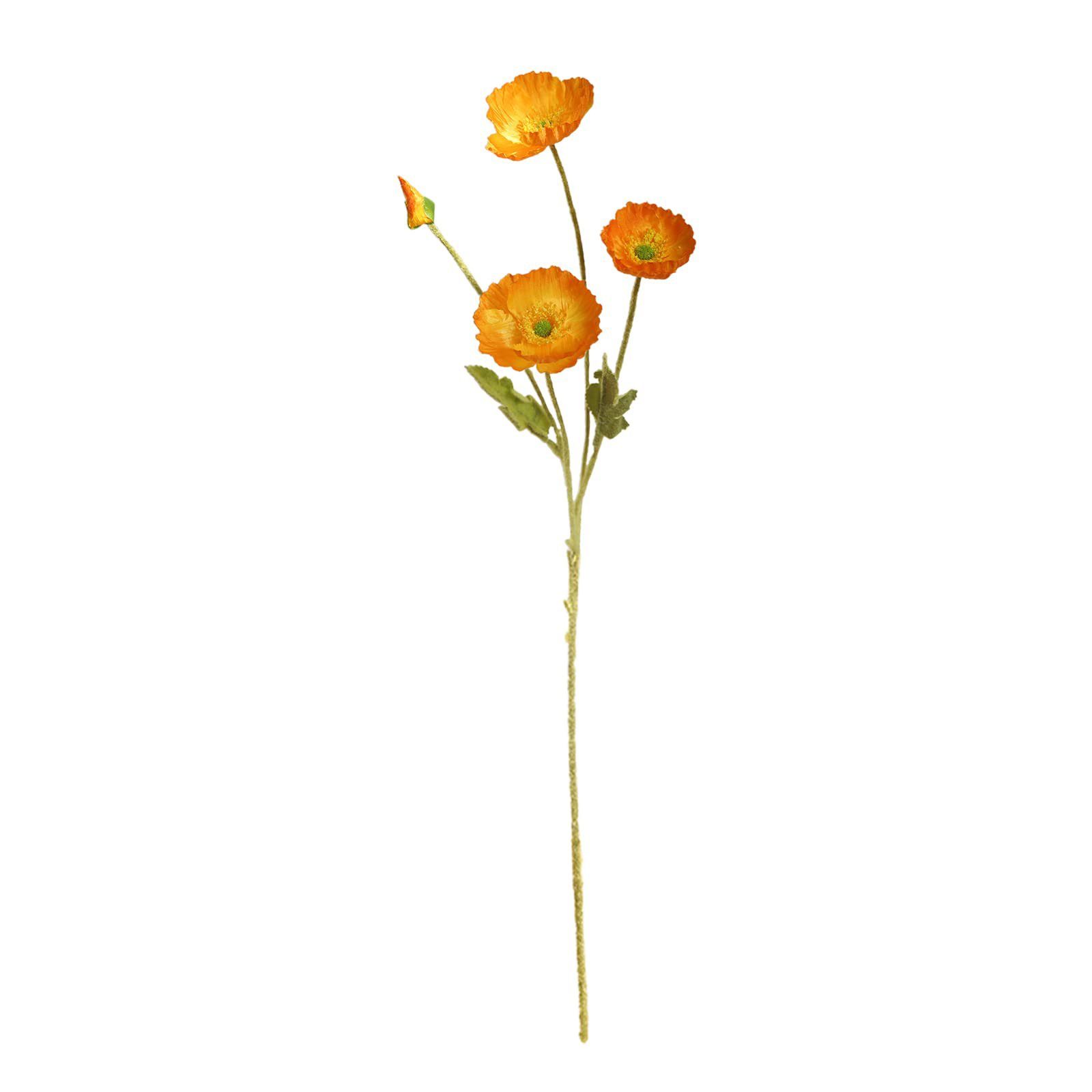 Kunstzweig Künstlicher Mohnblumen-Zweigmit 4 Blütenköpfen Beflockung günstig online kaufen