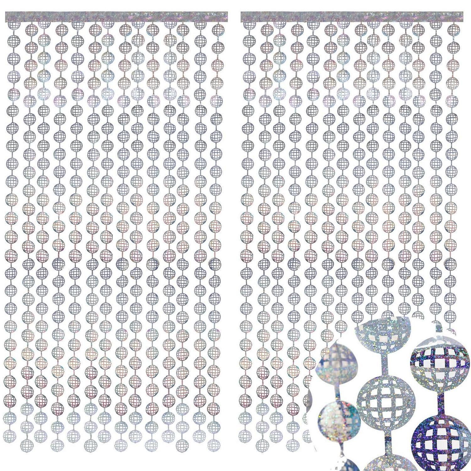 LuxusKollektion Girlande Disco-Vorhang 2x 1x2m Silber