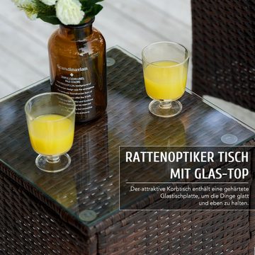 Crenex Gartenlounge-Set Lounge Sitzgruppe, (Rattanmöbel Gartenset, 3-tlg., Stühle & Tisch)