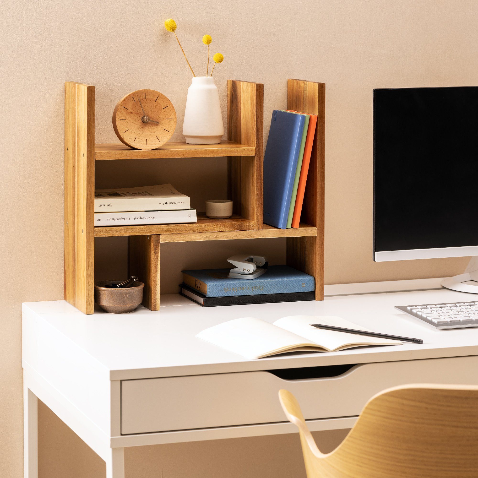 Navaris Bücherwand Schreibtisch-Organizer 64x15,5x40 - verstellbares günstig online kaufen
