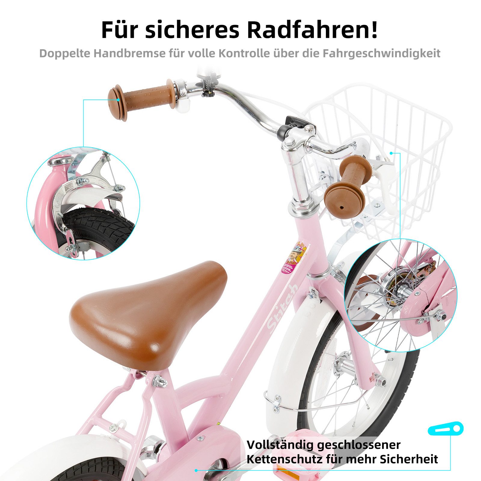 JOYSTAR Kinderfahrrad 12 16 18 Zoll Fahrrad für Kinder 3-6 Jahre alt Jungen und Mädchen, Ausgestattet mit Doppelhandbremsen, Stützrädern, Schutzblechen, Korb
