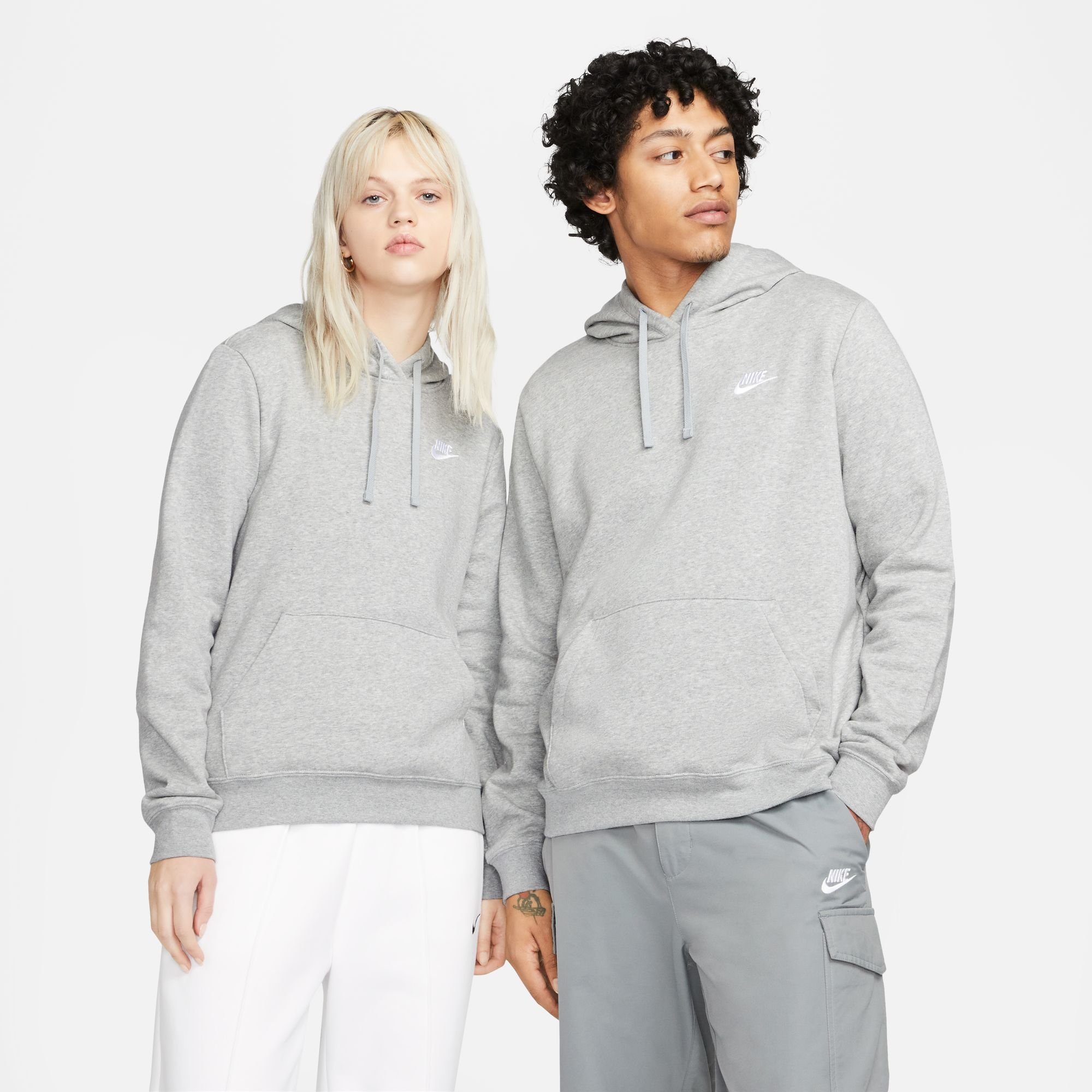 Nike DK Sportswear Kapuzensweatshirt FLEECE WOMEN'S GREY HEATHER/WHITE PULLOVER HOODIE CLUB