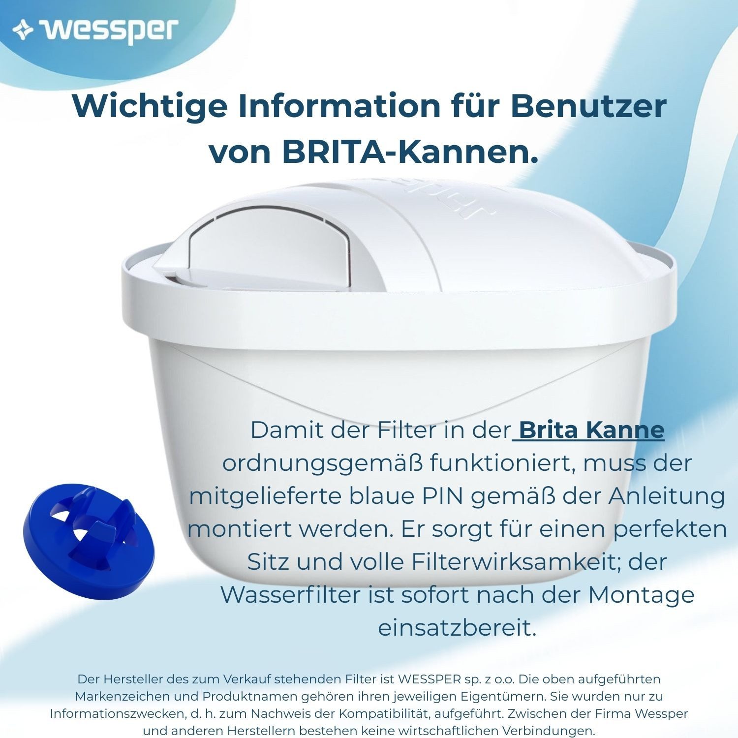 Wessper Kalk- und Wasserfilter 6 Stück Wessper® AQUAMAX Filter Kartuschen, Filterkartuschen, Zubehör für : (durch einen zusätzlichen PIN, der sich auf der Innenseite der Filterfolie befindet) Brita Aluna, Elemaris, Marella und vielen anderen. Reduziert Kalk und Chlor sowie Schwermetalle., Alternative zu Brita Maxtra, Maxtra+ bis zu 200 L pro Kartusche.