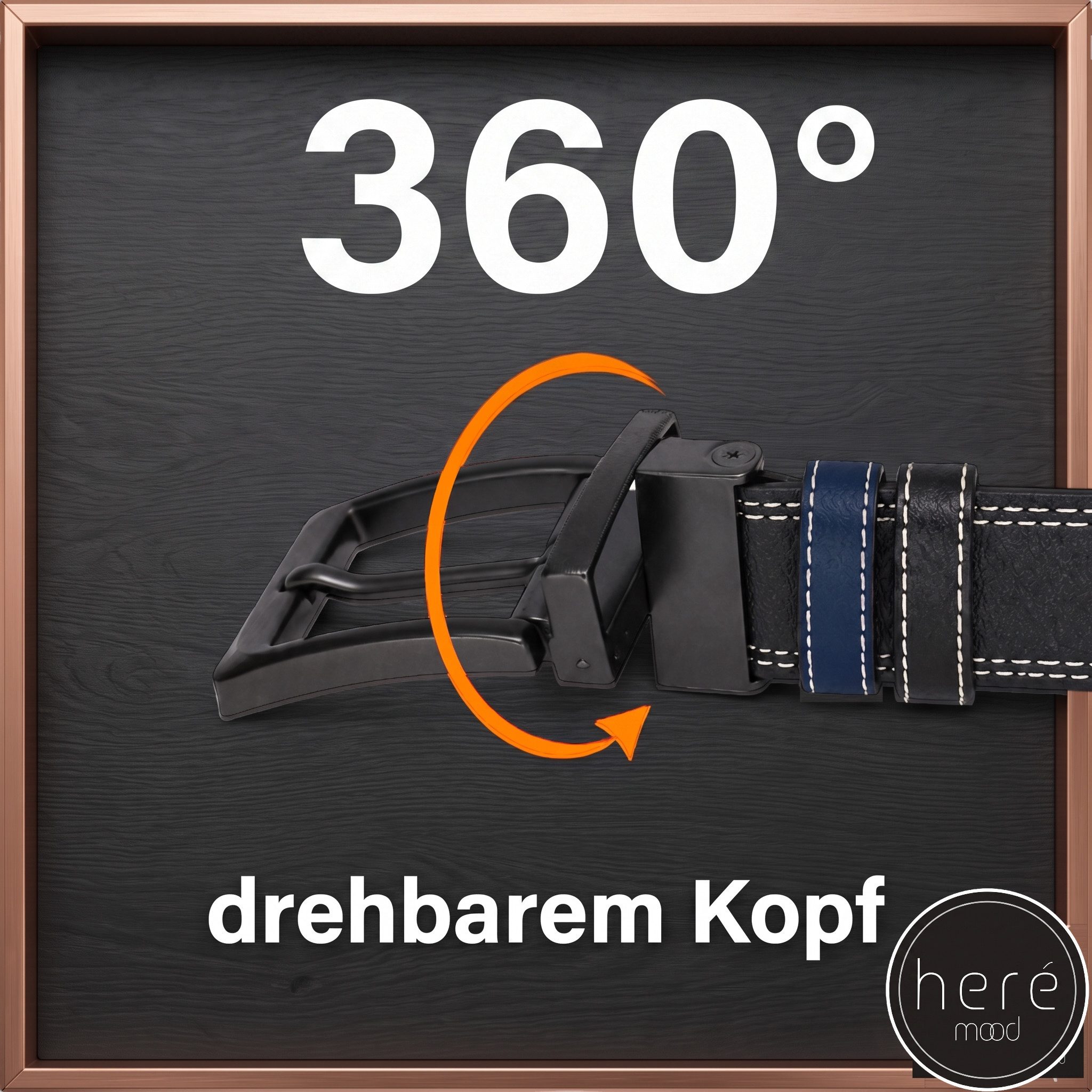 herémood Ledergürtel Herren Leder Gürtel 4cm, Ledergürtel, Herrengürtel, Vatertagsgeschenk (Gürtel Herren Blau & Schwarz 105 cm - Premium Ledergürtel - handgefe – Bild 3 von 5