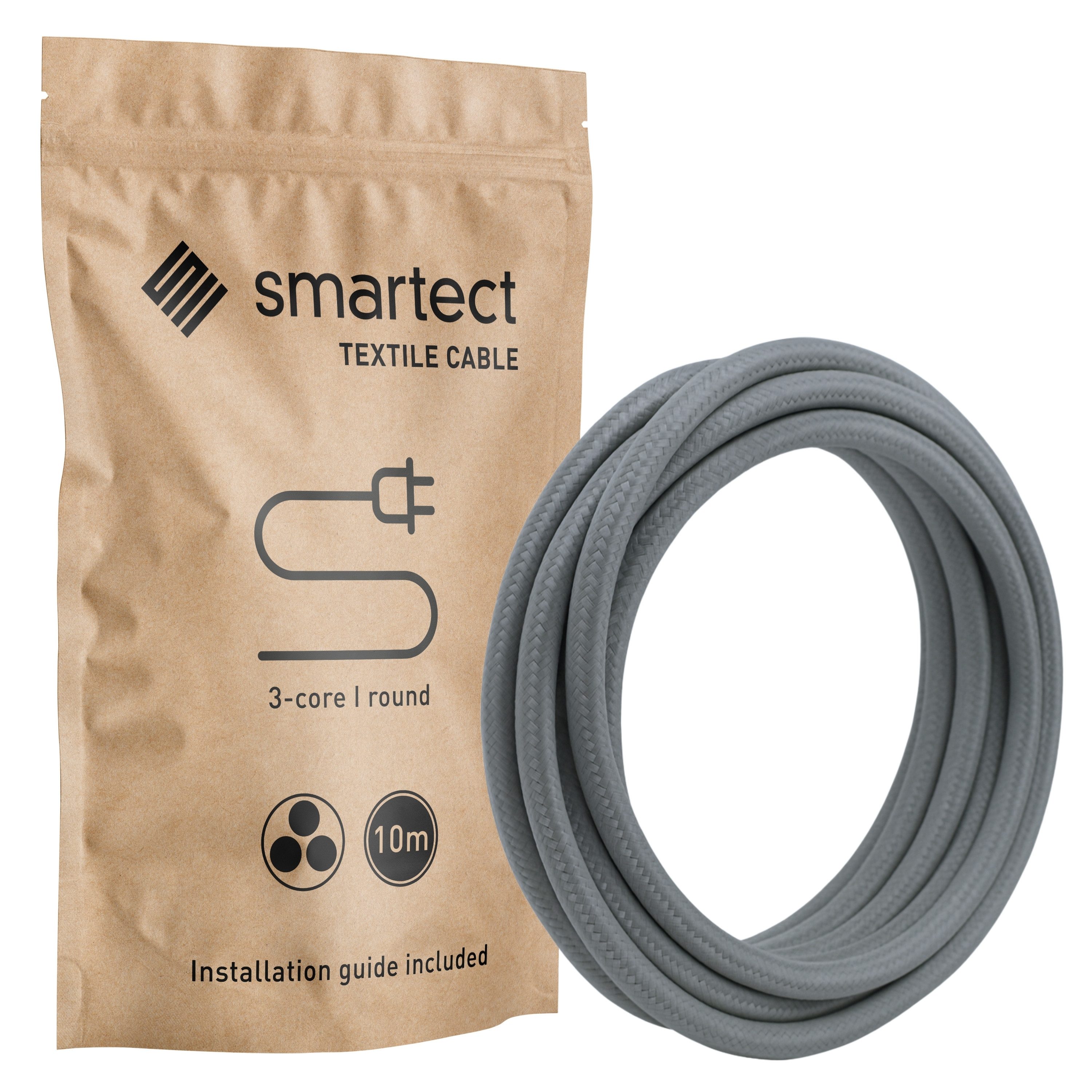 smartect smartect Textilkabel Round Stromkabel, (1000 cm), Stoffkabel Elektro für eigenes DIY-Projekt