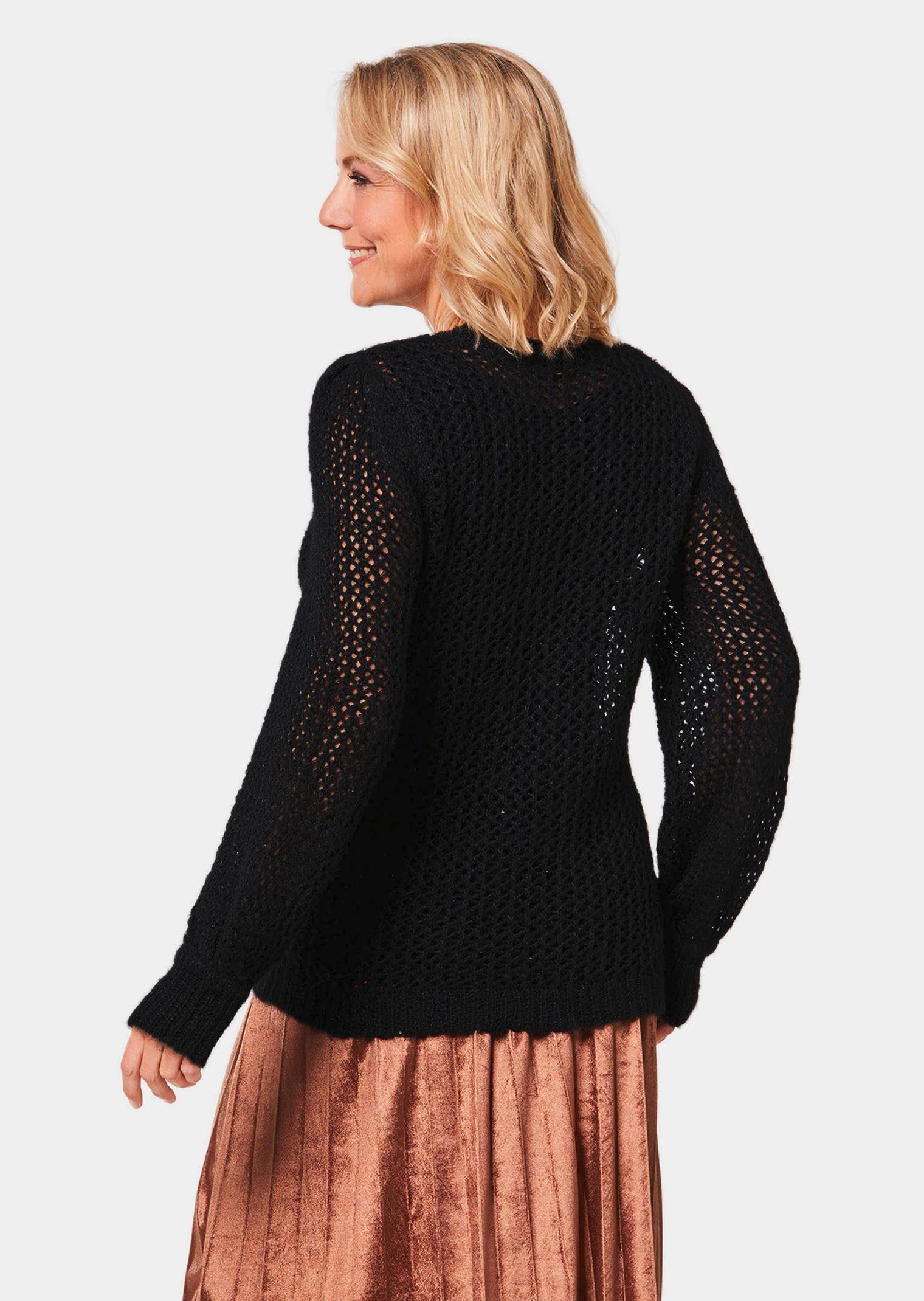 GOLDNER Strickpullover Femininer Pullover in Netzoptik mit Pailletten