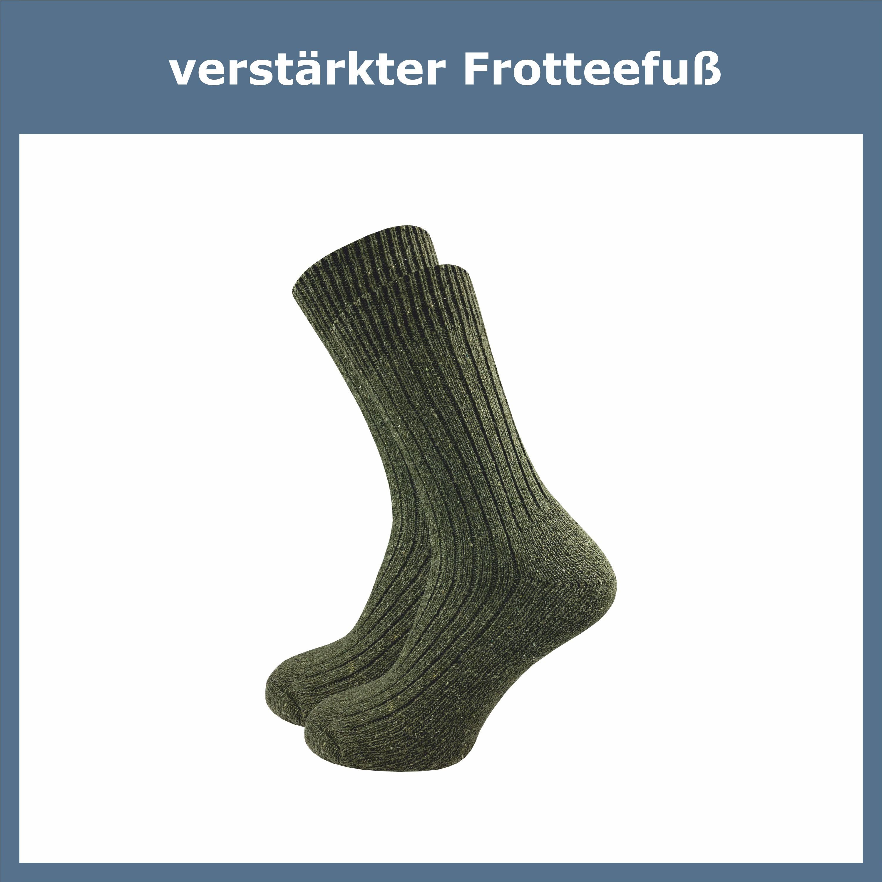 GAWILO Freizeitsocken für Herren Army Paar) Wolle dicker (10 mit (70), Jagdsocken gerippt Frotteesohle aus und