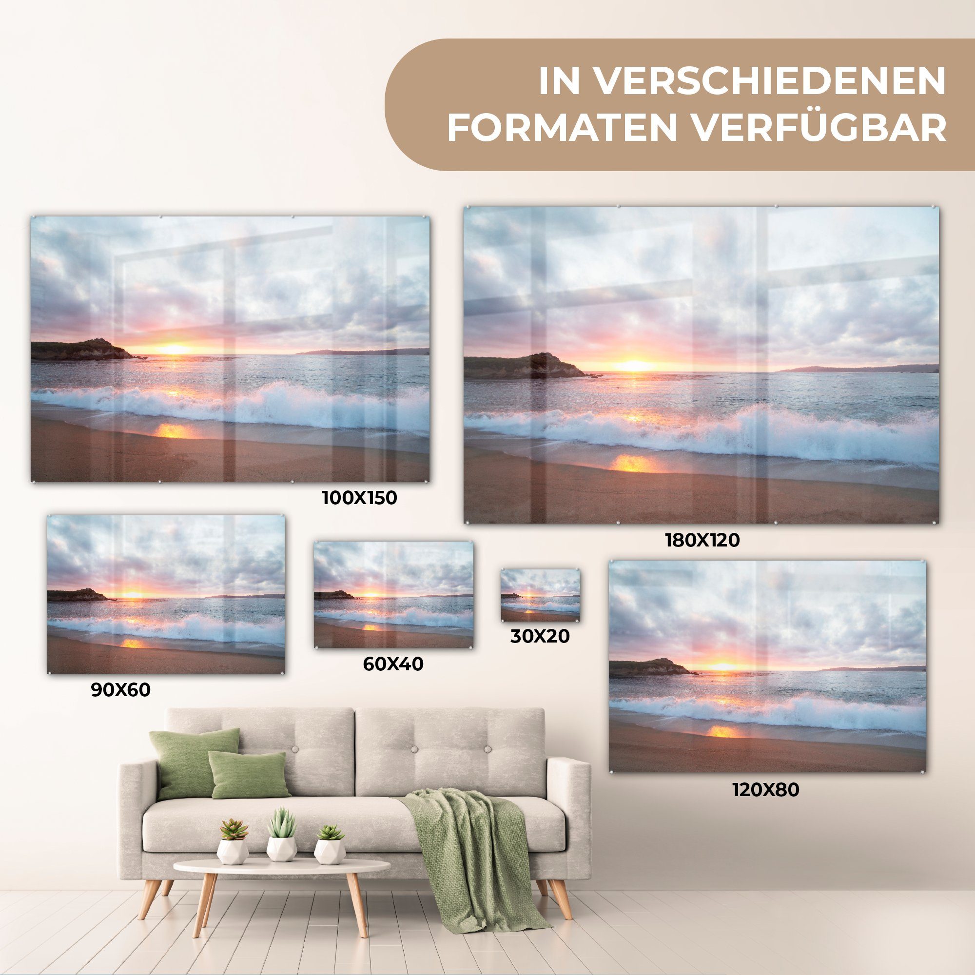 Acrylglasbild Sonne, Acrylglasbilder Schlafzimmer - (1 Meer & Strand MuchoWow St), - Wohnzimmer