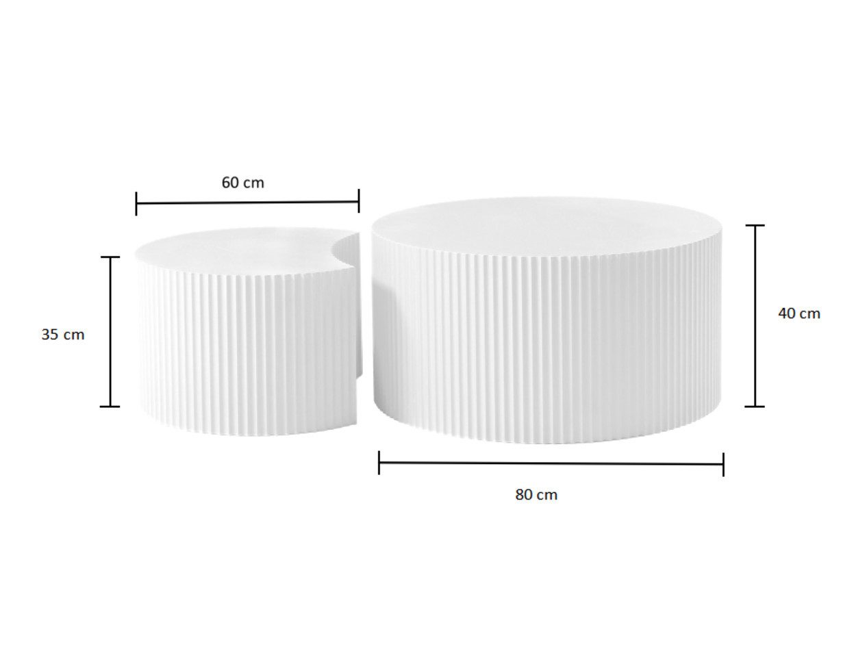 NJLyuhome Couchtisch Weißes Wellen-Design Beistelltisch-Set, Kombinierbare Salon-Tische (2-St)