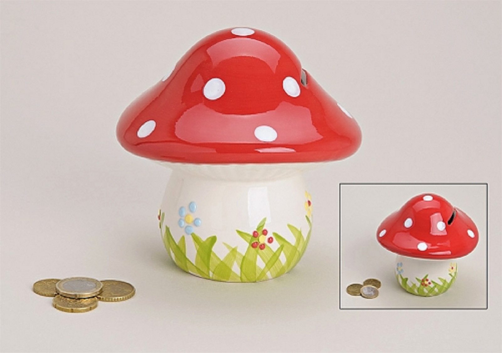 Wurm Spardose Spardose Pilz Keramik 13x13 cm Pilzspardose Pilz