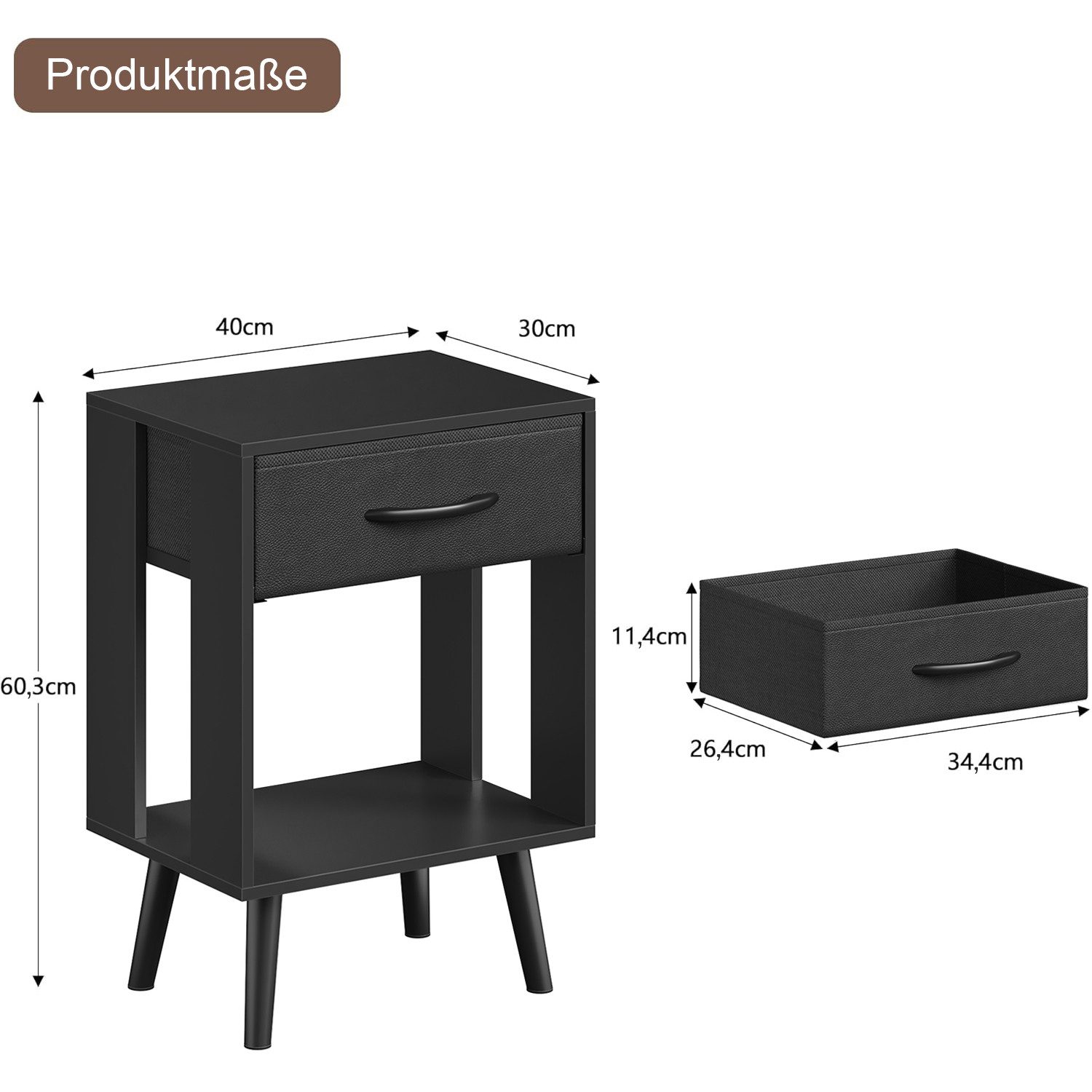 OYRREU Nachttisch Set mit Schubladen, 2 platzsparende Nachtkommoden, OTTO'S CHOICE (Holzoptik 40x30x60 cm, Nachtschrank-Set 2-tlg. Kombination), 2er Beistelltisch platzsparendes Design, harmonisch