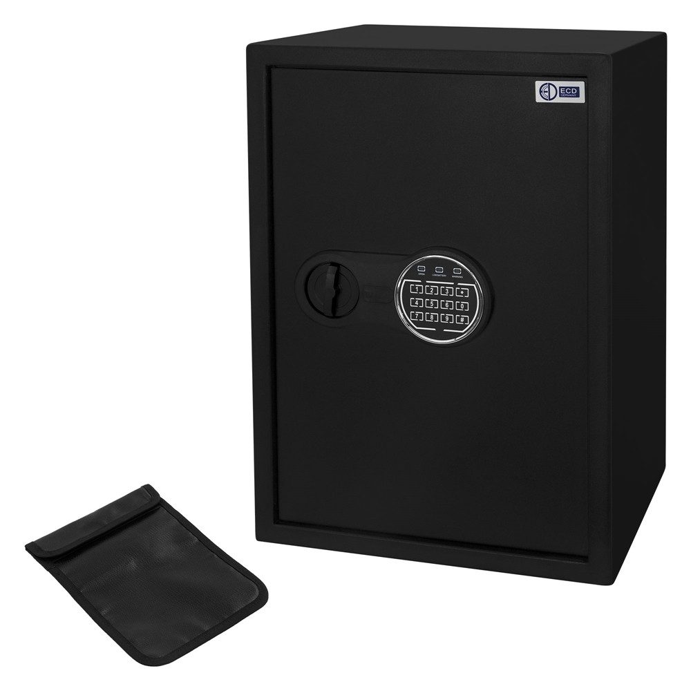 ECD Germany Tresor Elektronischer Safe, Wandtresor mit PIN-Code, Schlüssel & Sensorlicht, Zimmersafe 43L mit Digitaler Tastatur, Möbeltresor