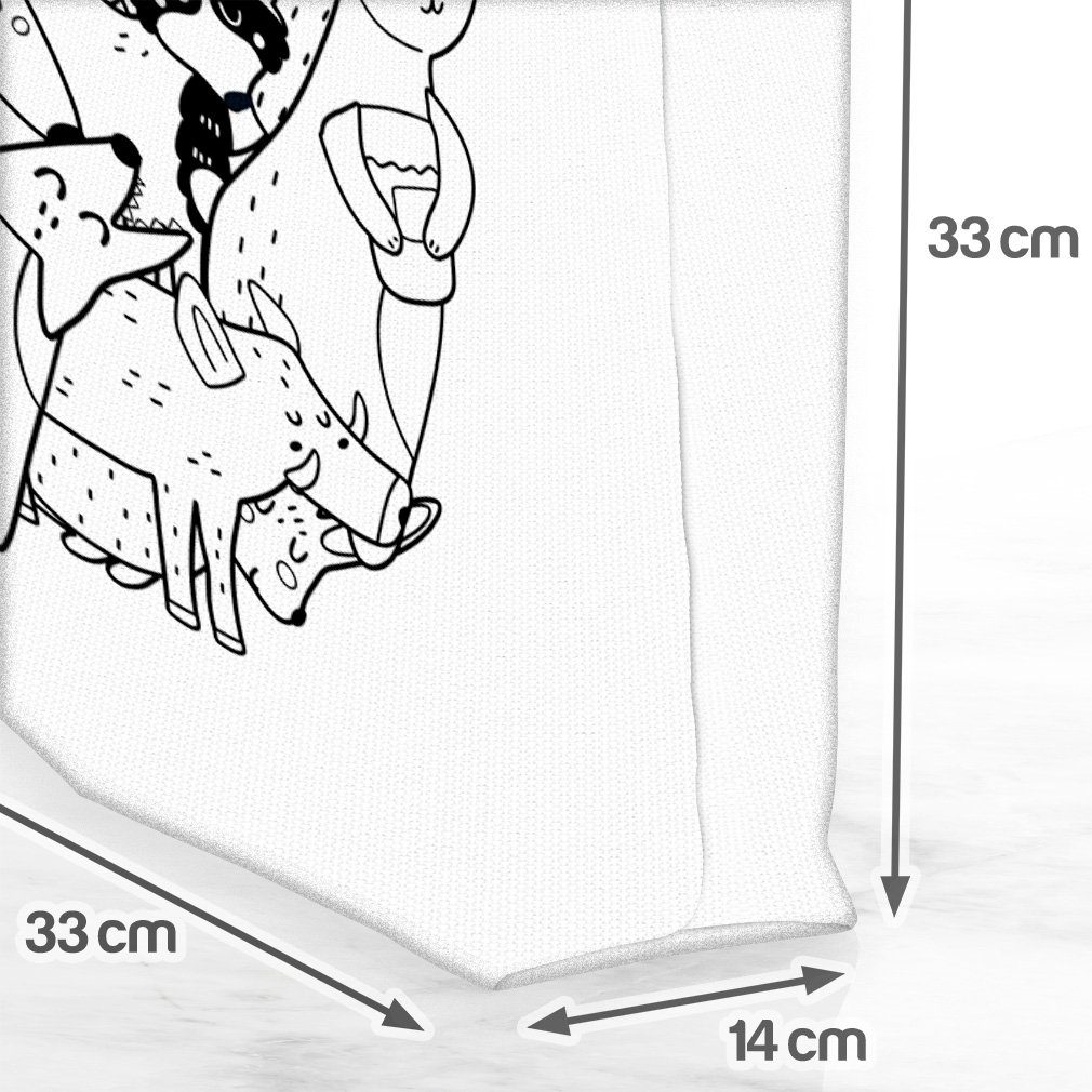 Kinderzimmer Sketch Tiere VOID (1-tlg), Kinder Wald Tierkinder Waldtiere Grafik Mär Henkeltasche