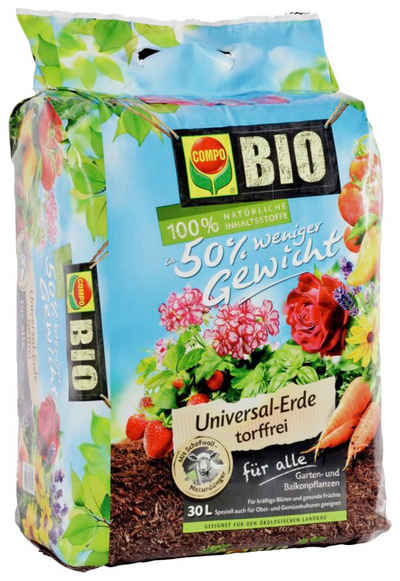 Compo Bio-Erde »COMPO BIO«, Universal torffrei, ca. 50% weniger Gewicht, mit Schafwolle, 30 Liter