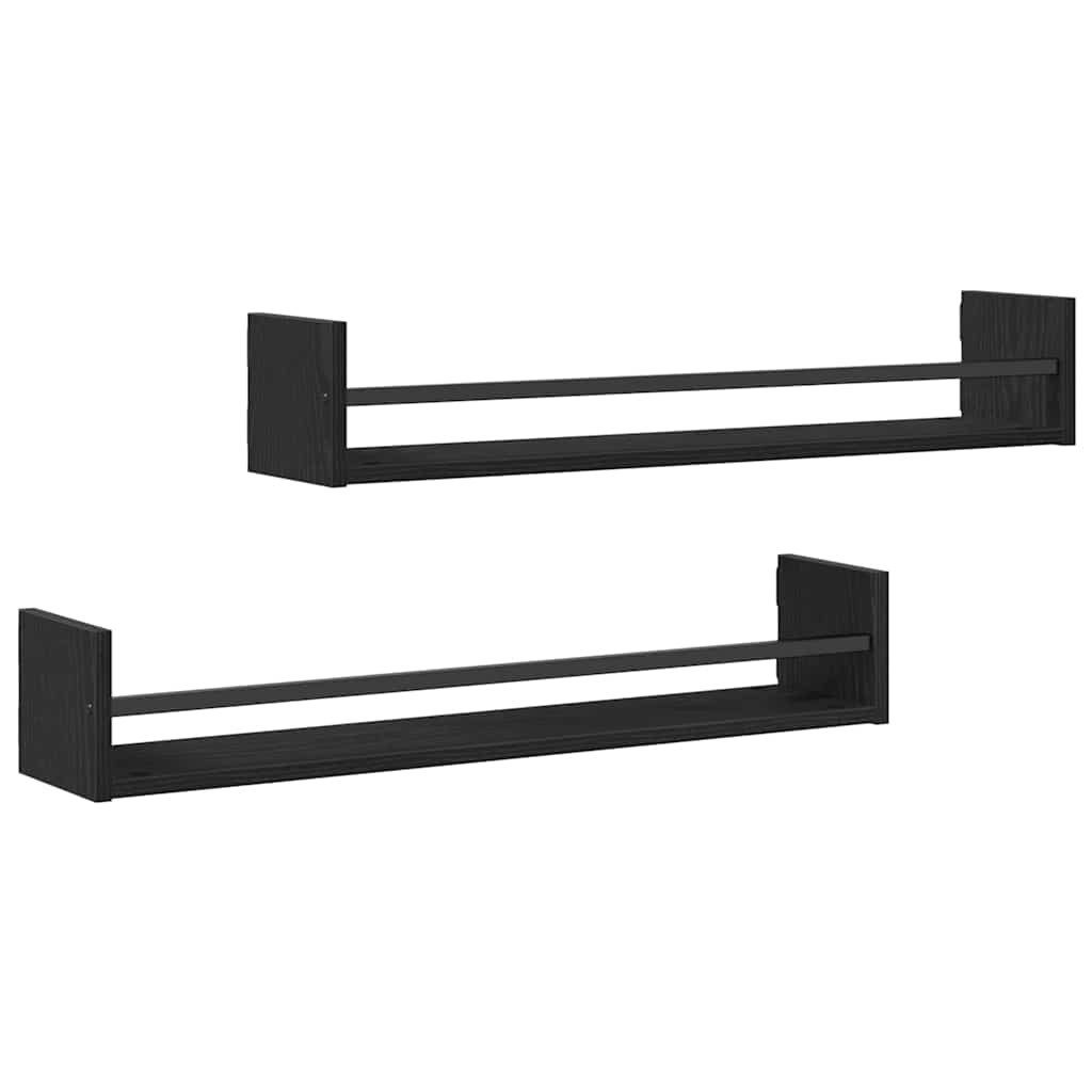 vidaXL Regal Wandregal 2 pcs Schwarz Eichen-Optik 80 x 16 x 14 cm, 2-tlg. günstig online kaufen