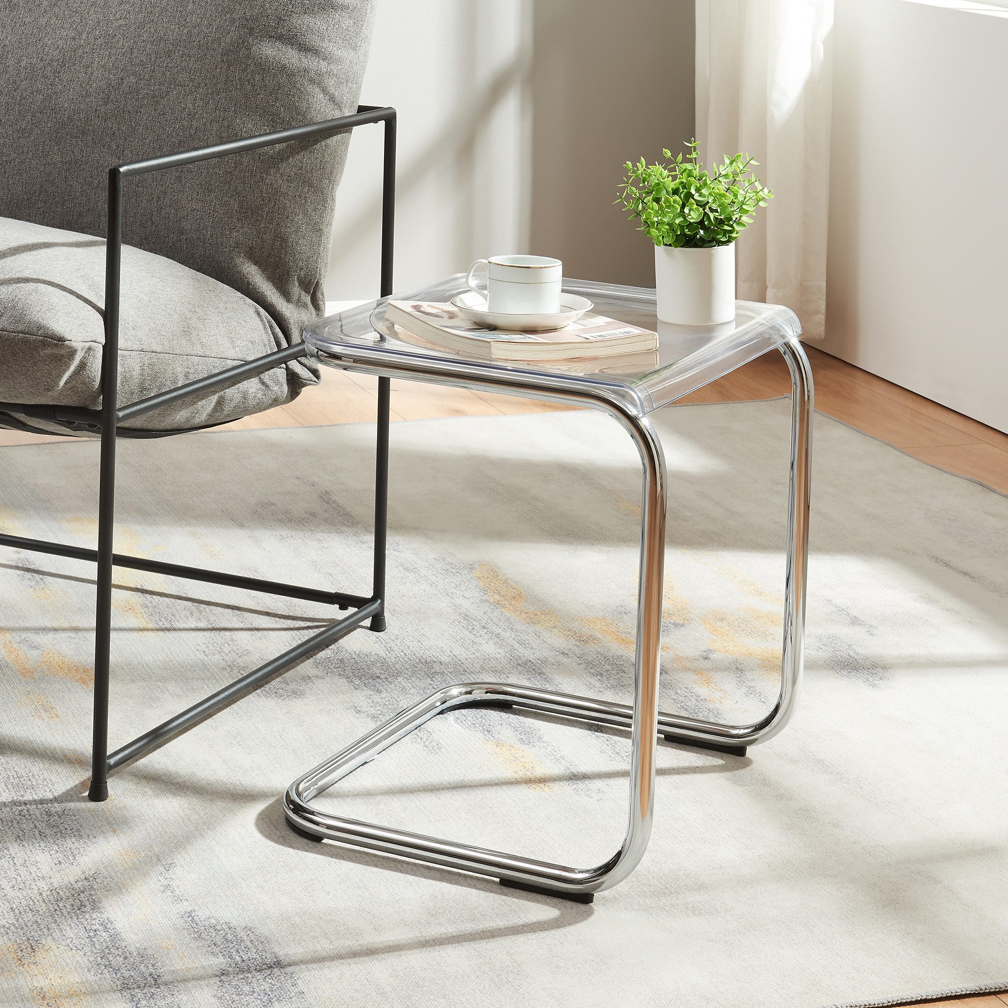 en.casa Beistelltisch, »Brosa« 44x37x48 cm Transparent günstig online kaufen