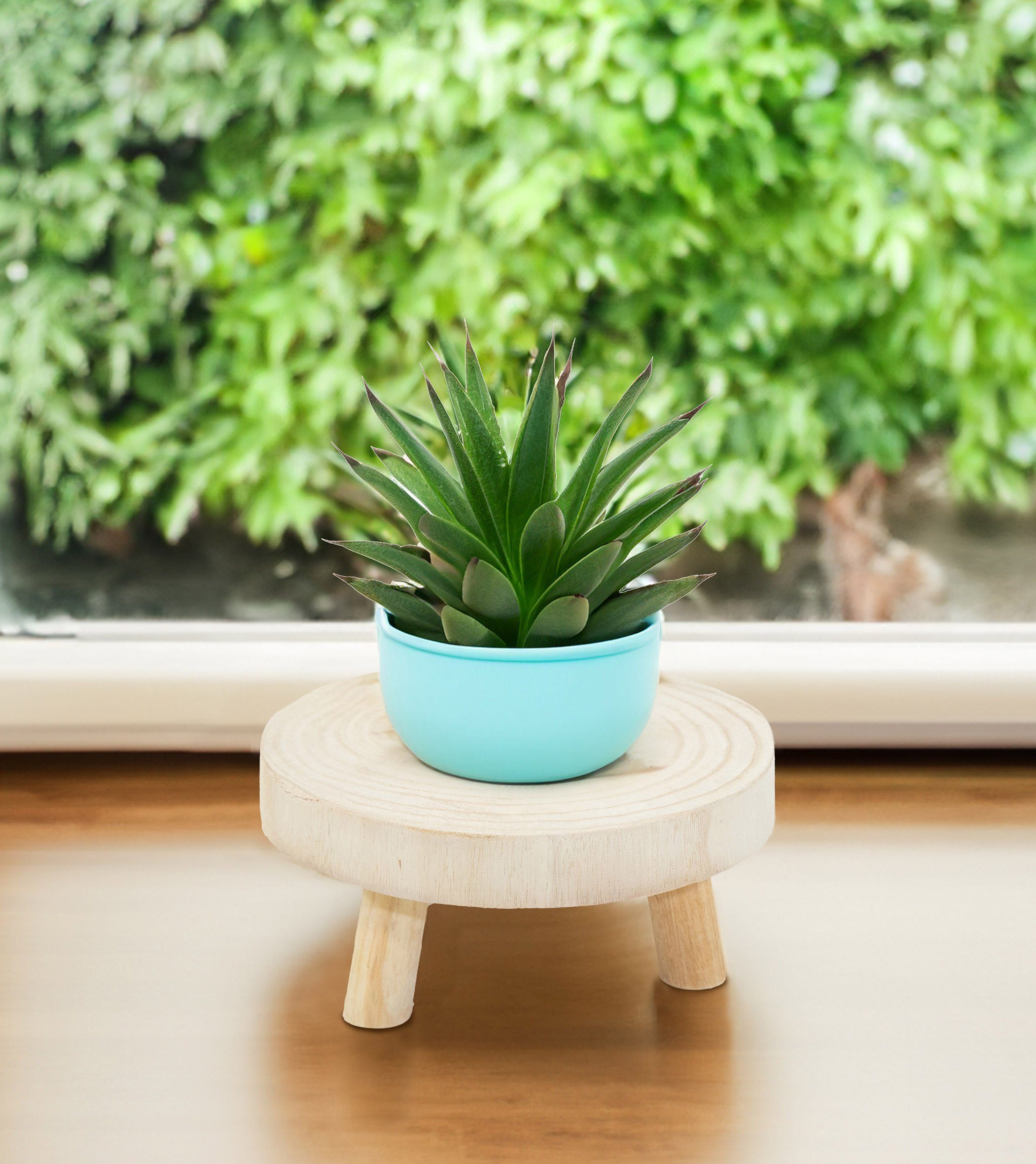 Spetebo Blumenhocker Baumscheibe Pflanzenständer natur rund - 20 cm (Packung, 1 St., Pflanzenständer mit 3 Beinen), Holz Blumenhocker Blumenteller