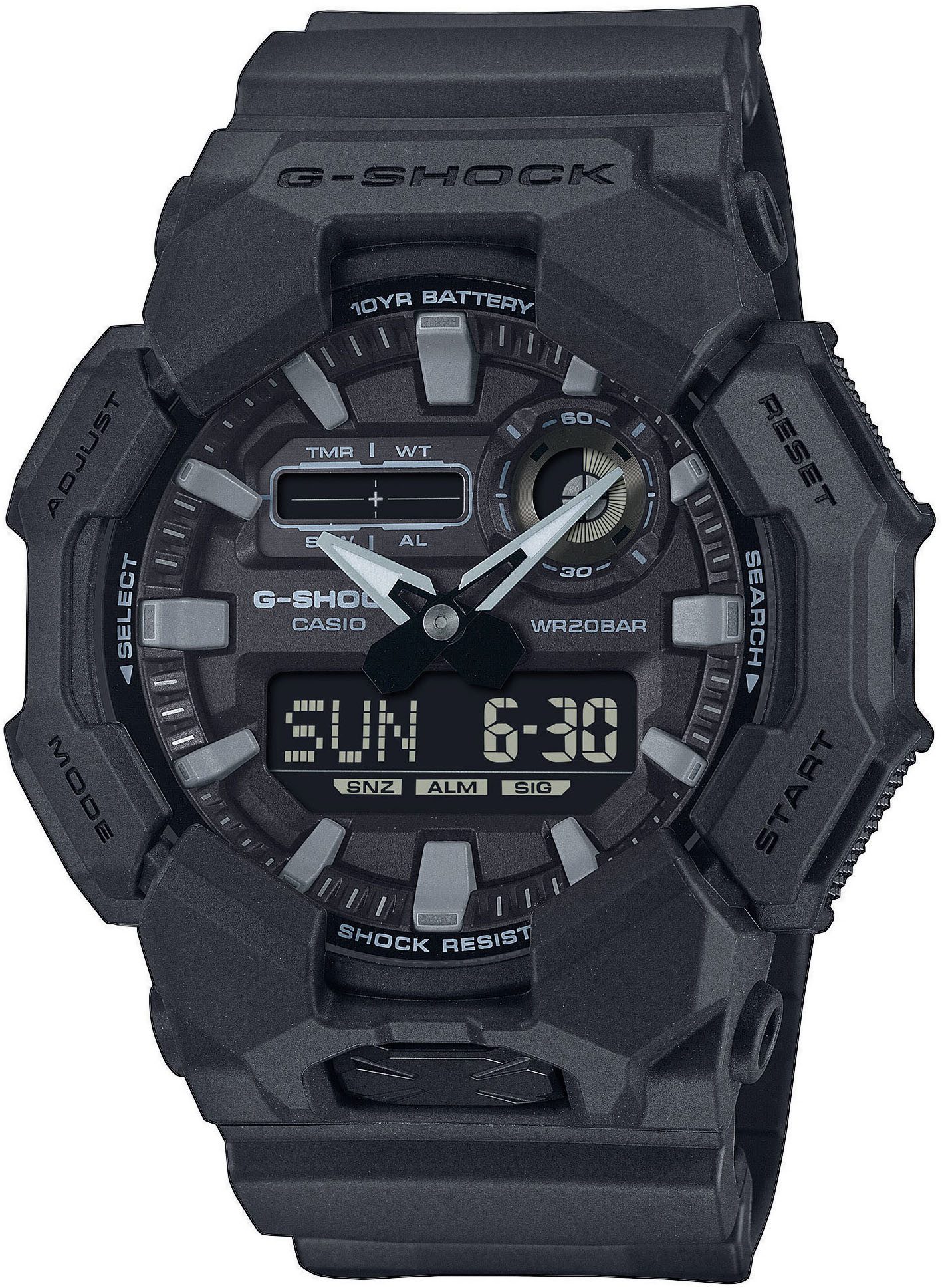 CASIO G-SHOCK Chronograph GA-010-2AER, Quarzuhr, Armbanduhr,Herrenuhr, digital,Resinband, bis 20 bar wasserd.