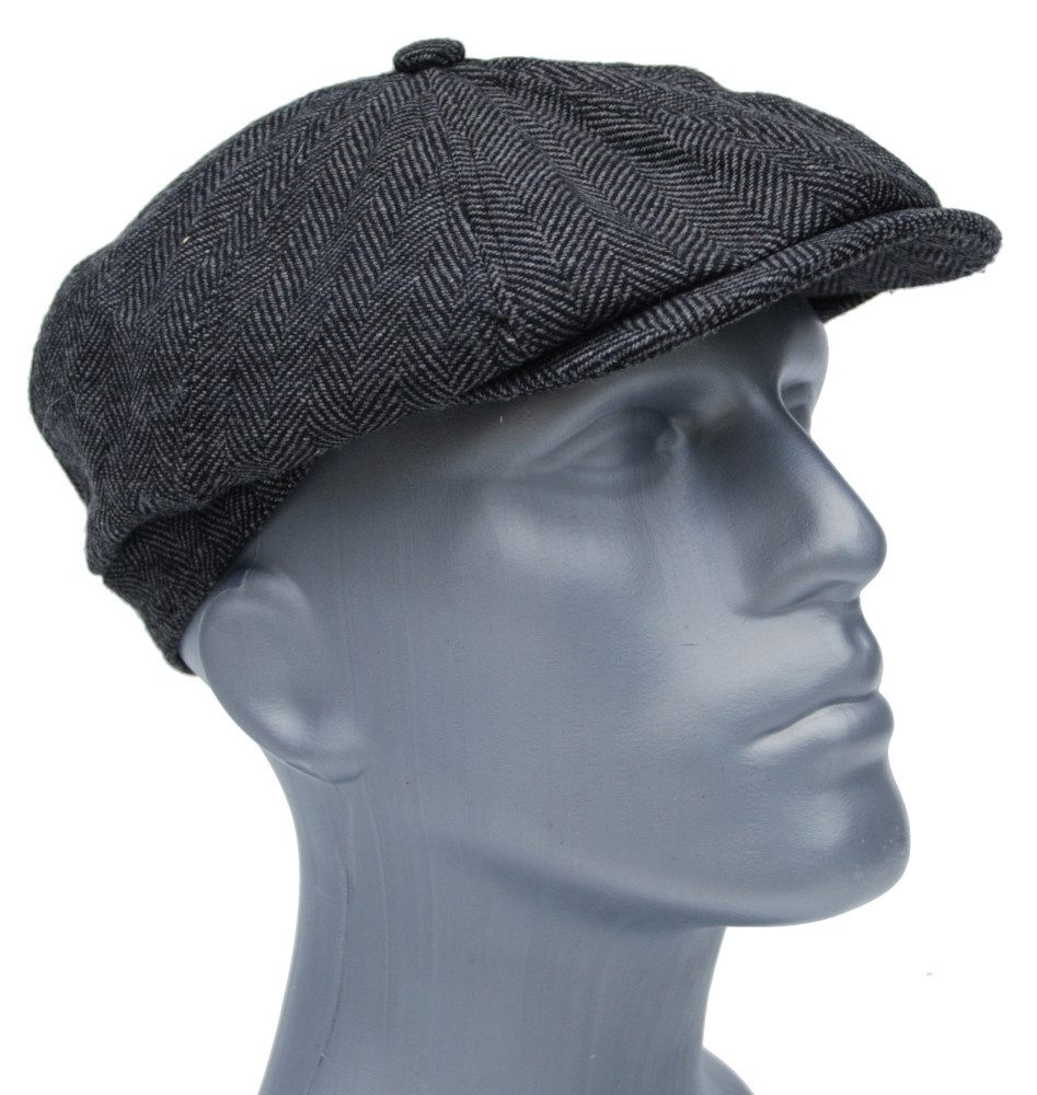 Cool4 Schiebermütze Gatsby 8-Panel Herbst Flatcap Peaky Blinders Heringbone 8-Panel Ballon Flatcap