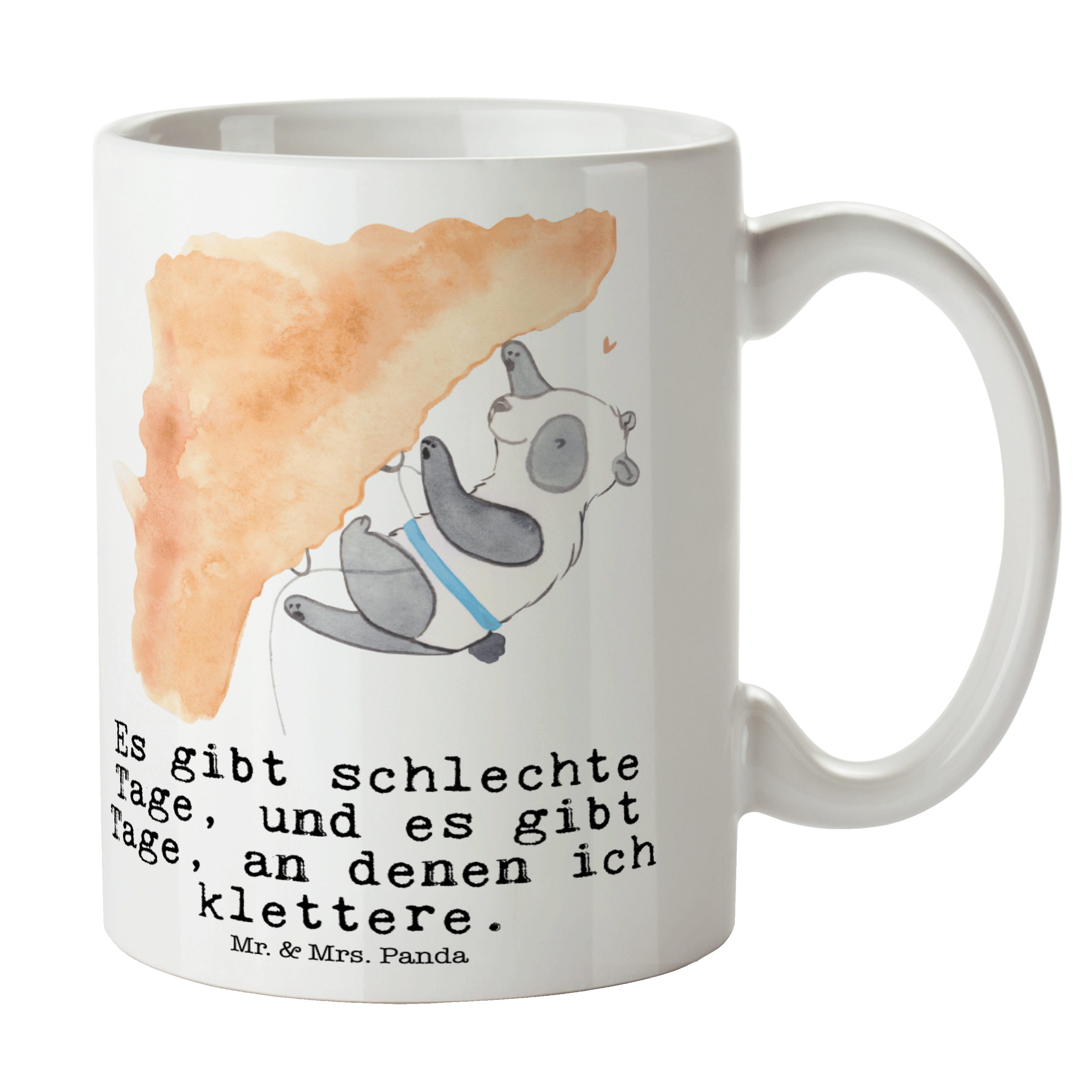 Mr. & Mrs. Panda Tasse Panda Klettern Tage - Weiß - Geschenk, Porzellantasse, Becher, Kaffee, Keramik