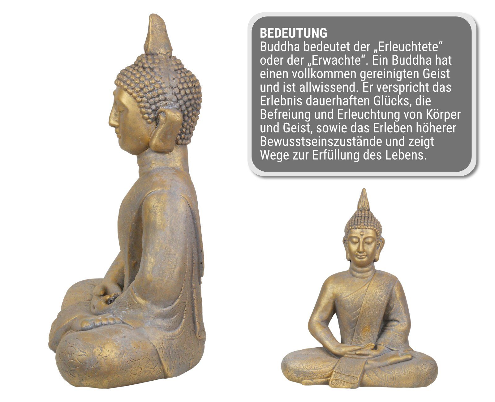 Buddha HAGO Yoga Statue Deko Skulptur Indien Buddhafigur Meditation Asien Figur Bronze Feng