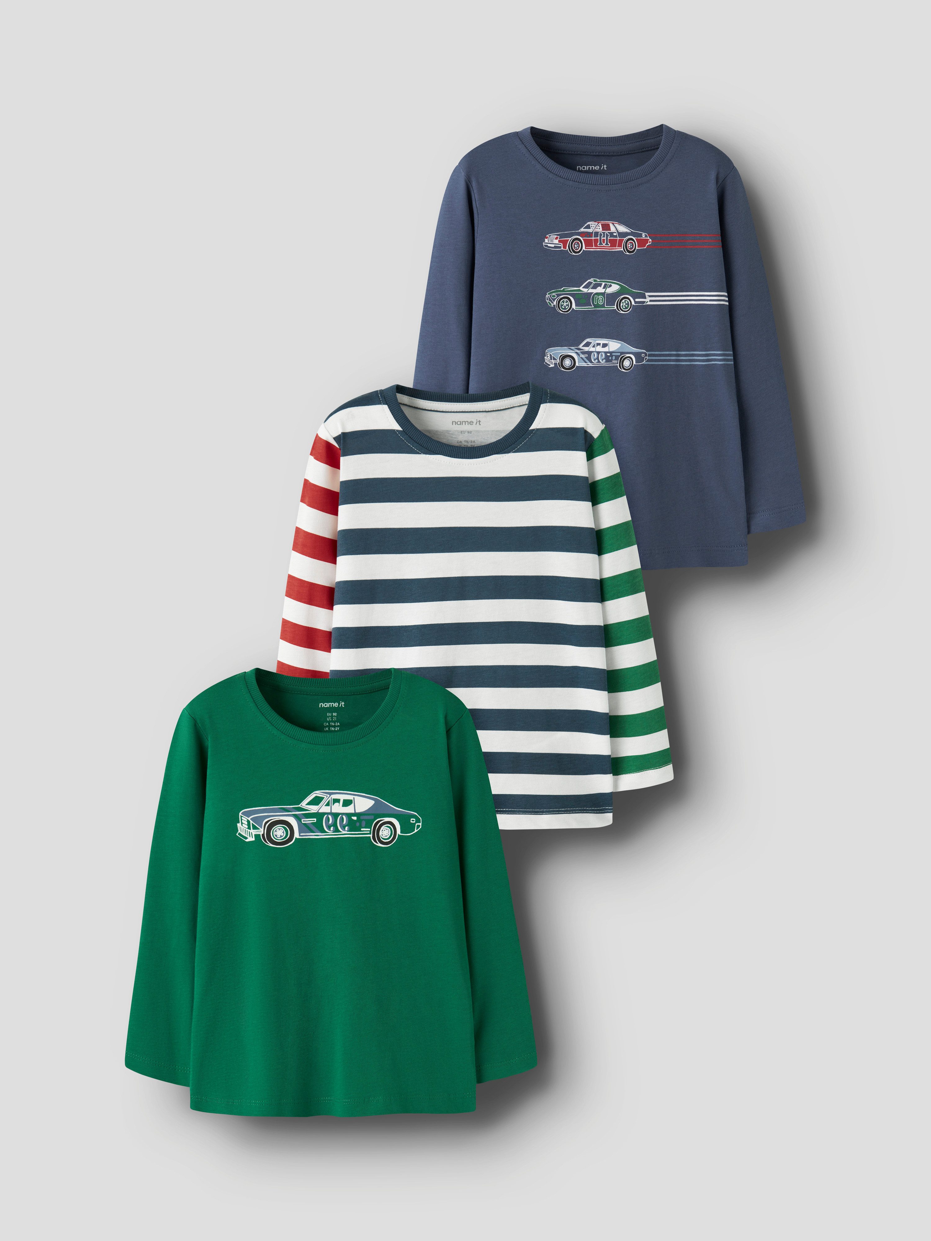 Name It Langarmshirt NMMNIKO 3P LS TOP (Packung, 3-tlg) Baumwolle, regular fit