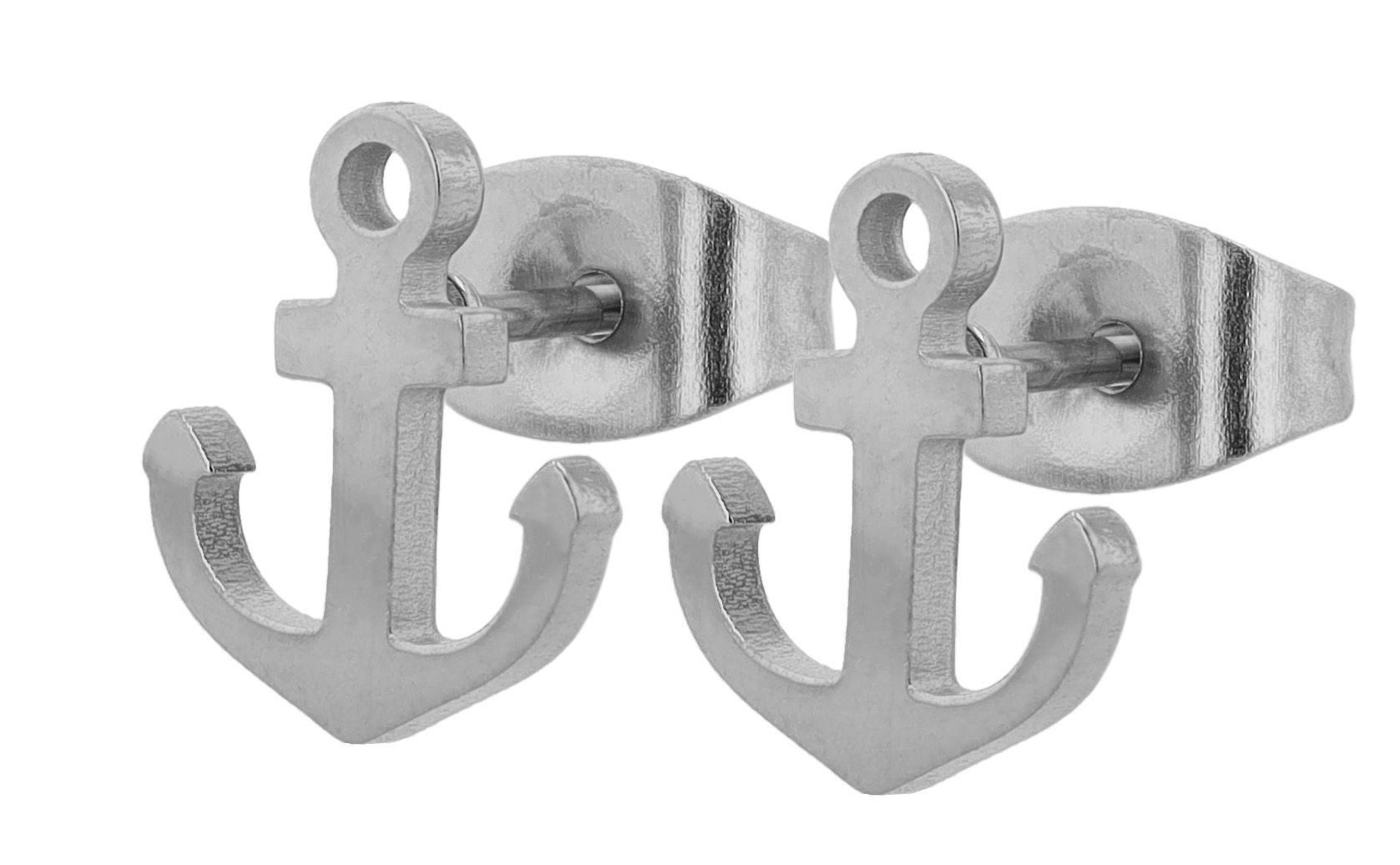 AKZENT Ohrring-Set Anker Ohrstecker aus Edelstahl Damen Herren Серьги