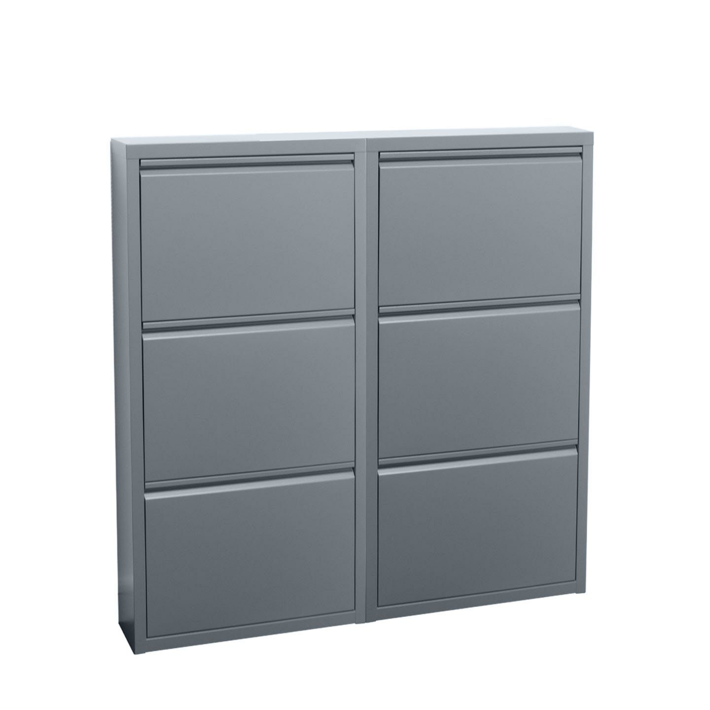 ebuy24 Schuhschrank Pisa Schuhschrank mit 6 Klappen/Türen in Metall gr Grau