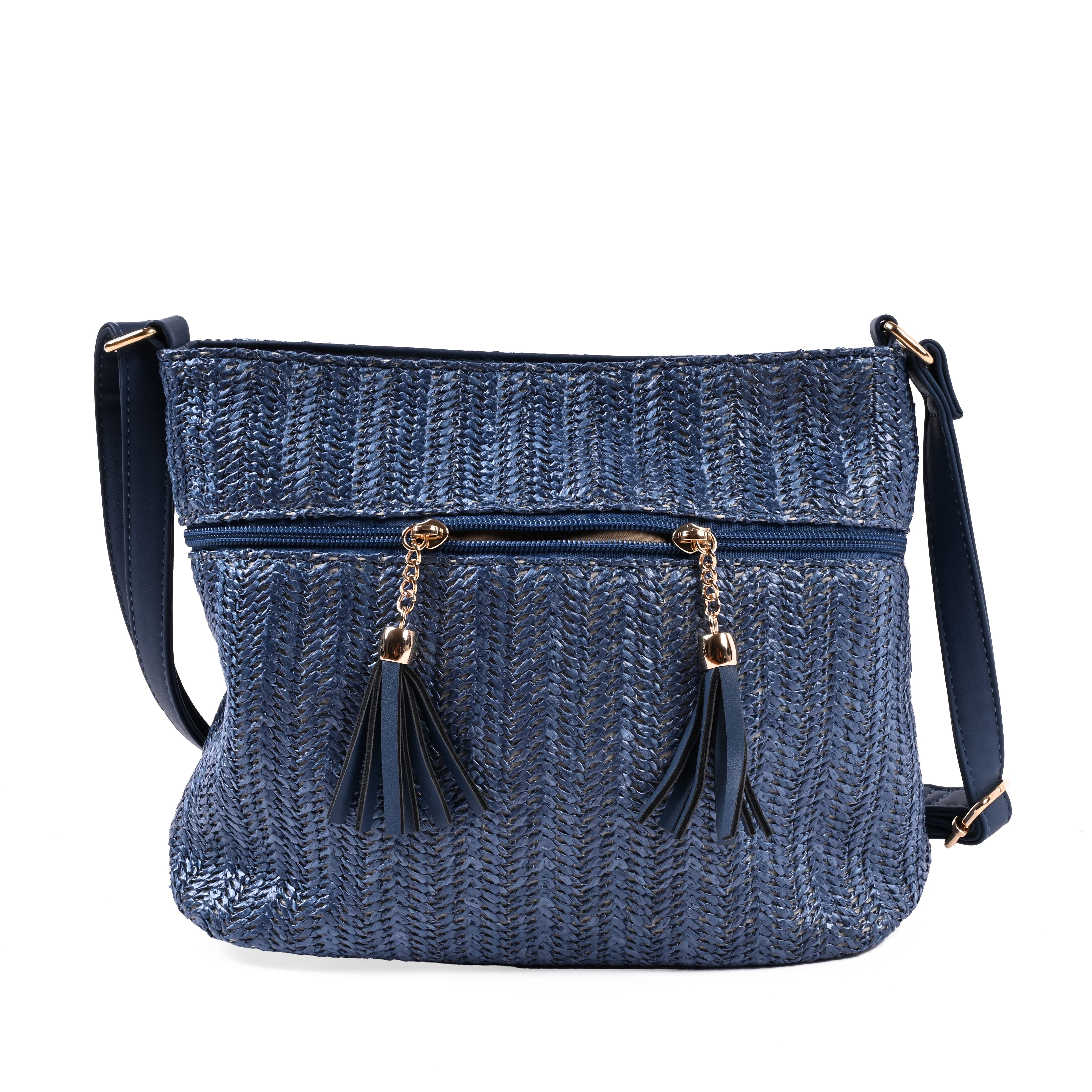 Goodman Design Schultertasche Geflochtene Umhängetasche mit Tasseln, Hochwertiges Kunstleder in geflochtener Struktur